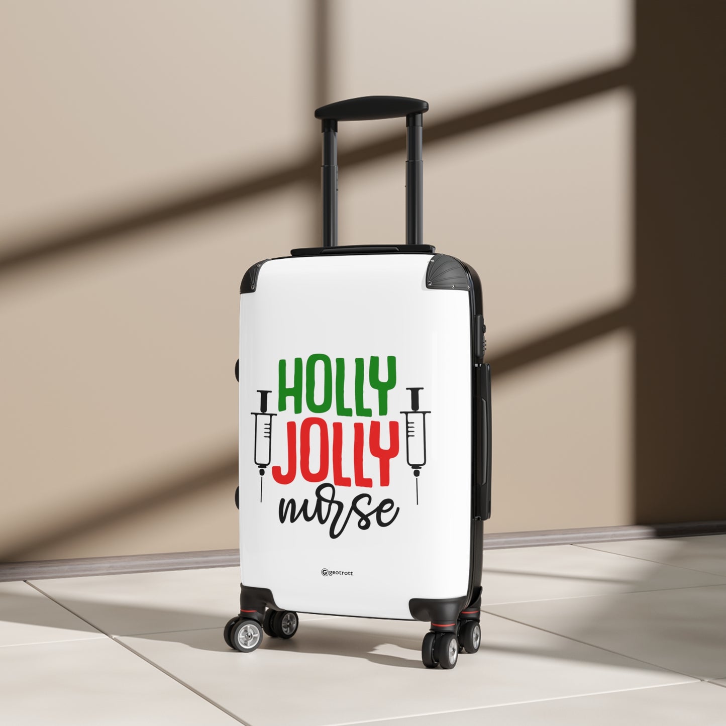 Emotive Inspirational Holly Jolly Mouse Luggage Bag Rolling Suitcase Spinner