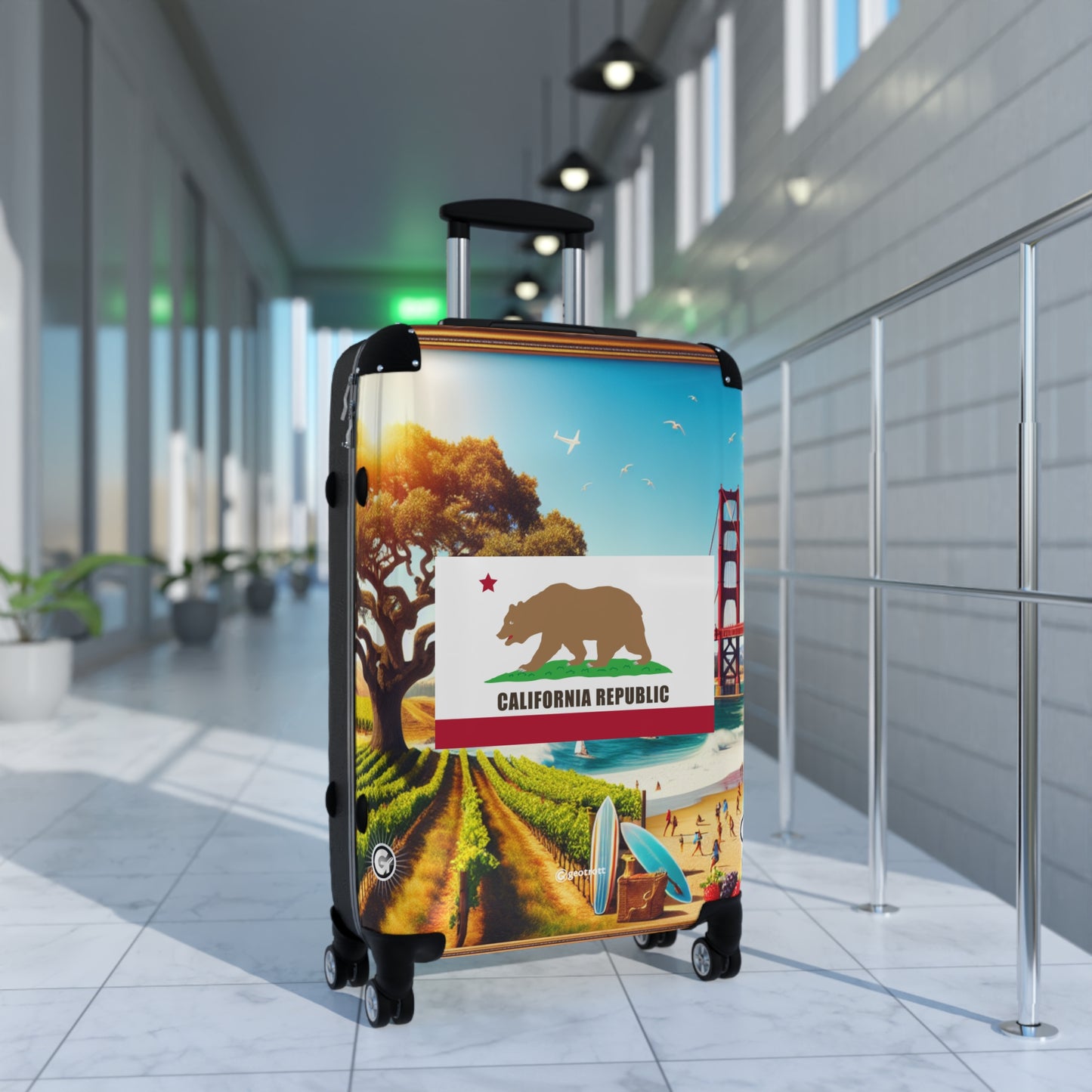 California Usa State Flags Luggage Bag Rolling Suitcase Spinner