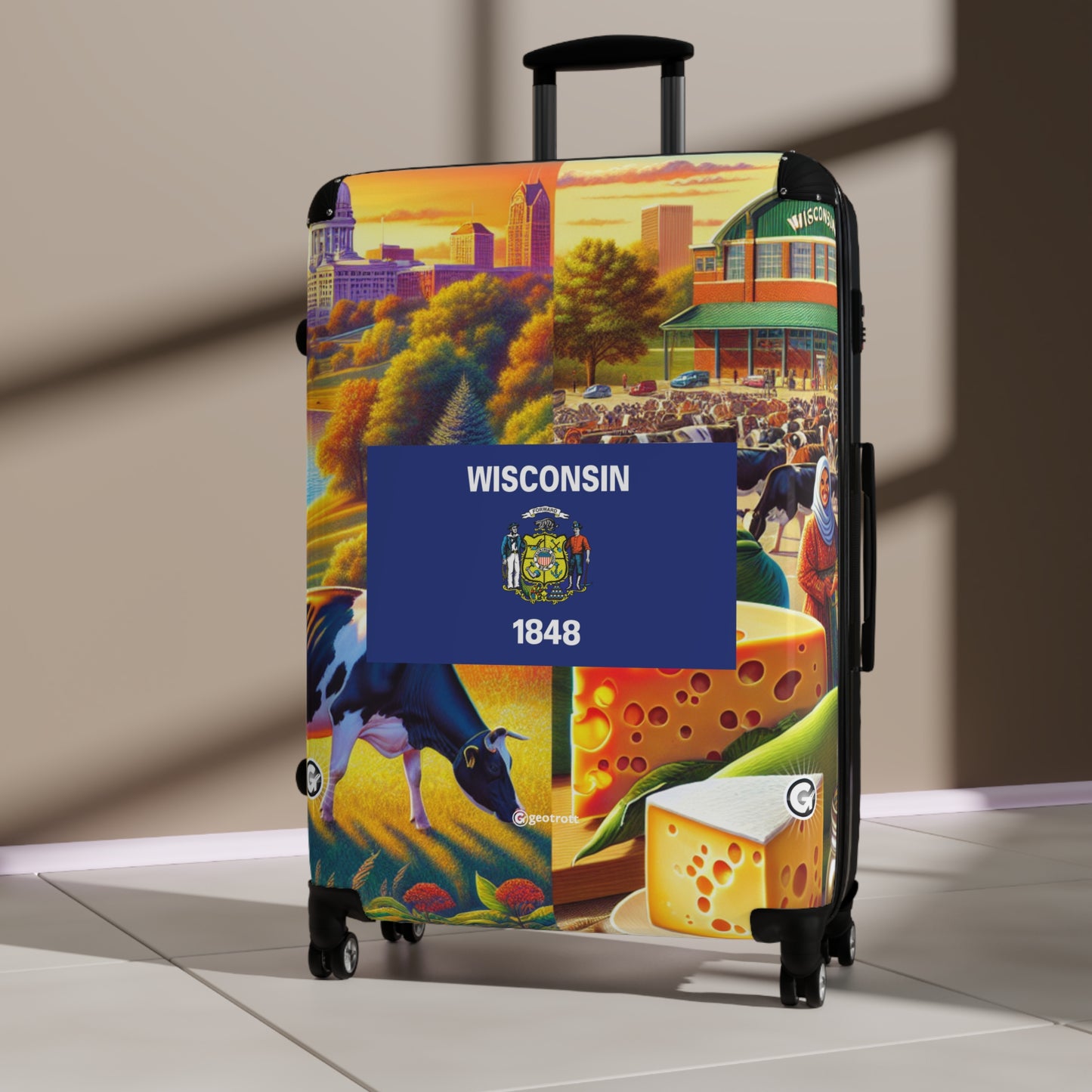 Wisconsin USA STATE FLAGS Luggage Bag Rolling Suitcase Spinner