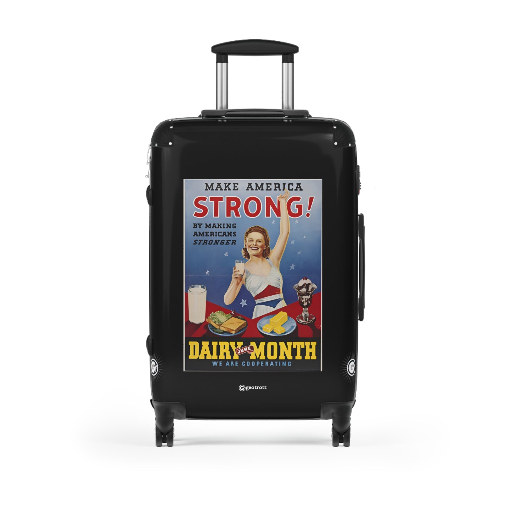 National Dairy Council Make America Strong! By Making Americans Stronger Vintage Posters Retro Ad Luggage Bag Rolling Suitcase Spinner