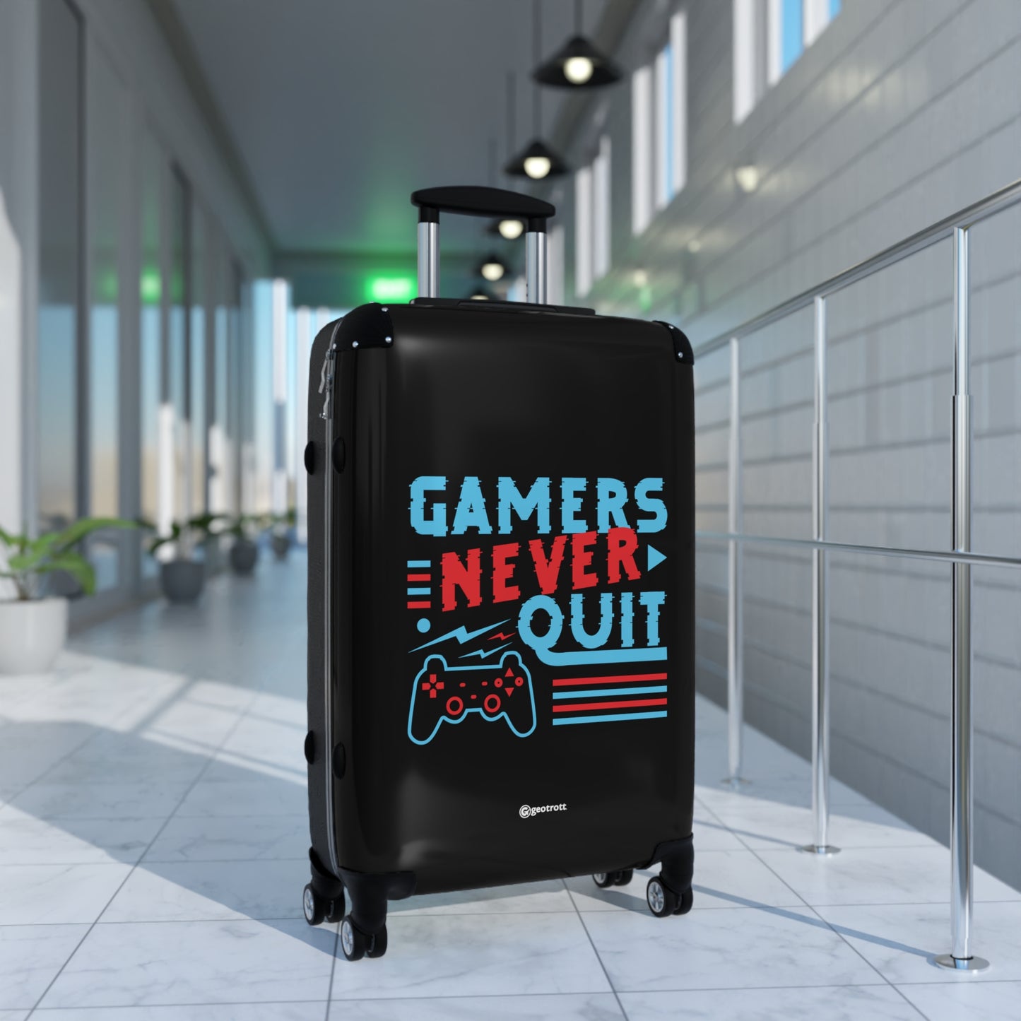 Gamers Never Quit 4 Gamer Gaming Suitcase