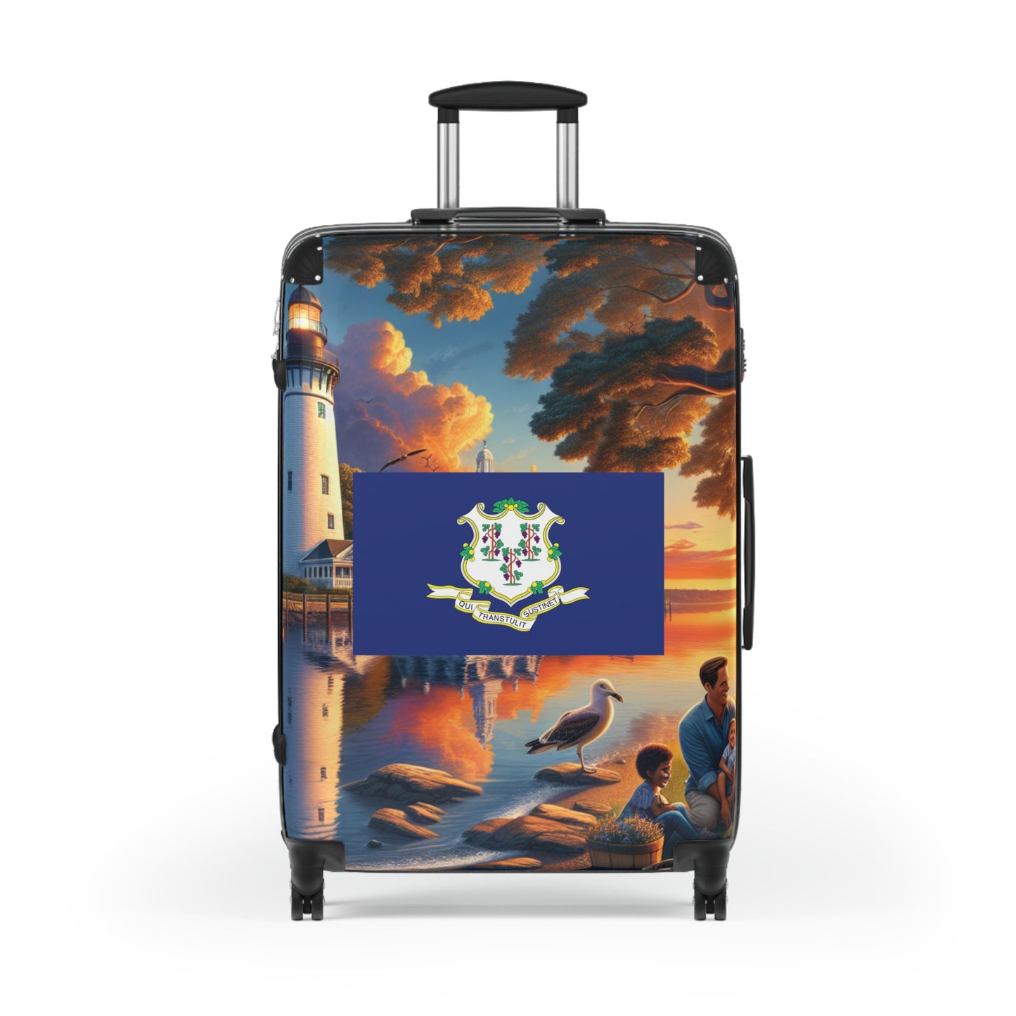 Conneticutt Usa State Flags Luggage Bag Rolling Suitcase Spinner