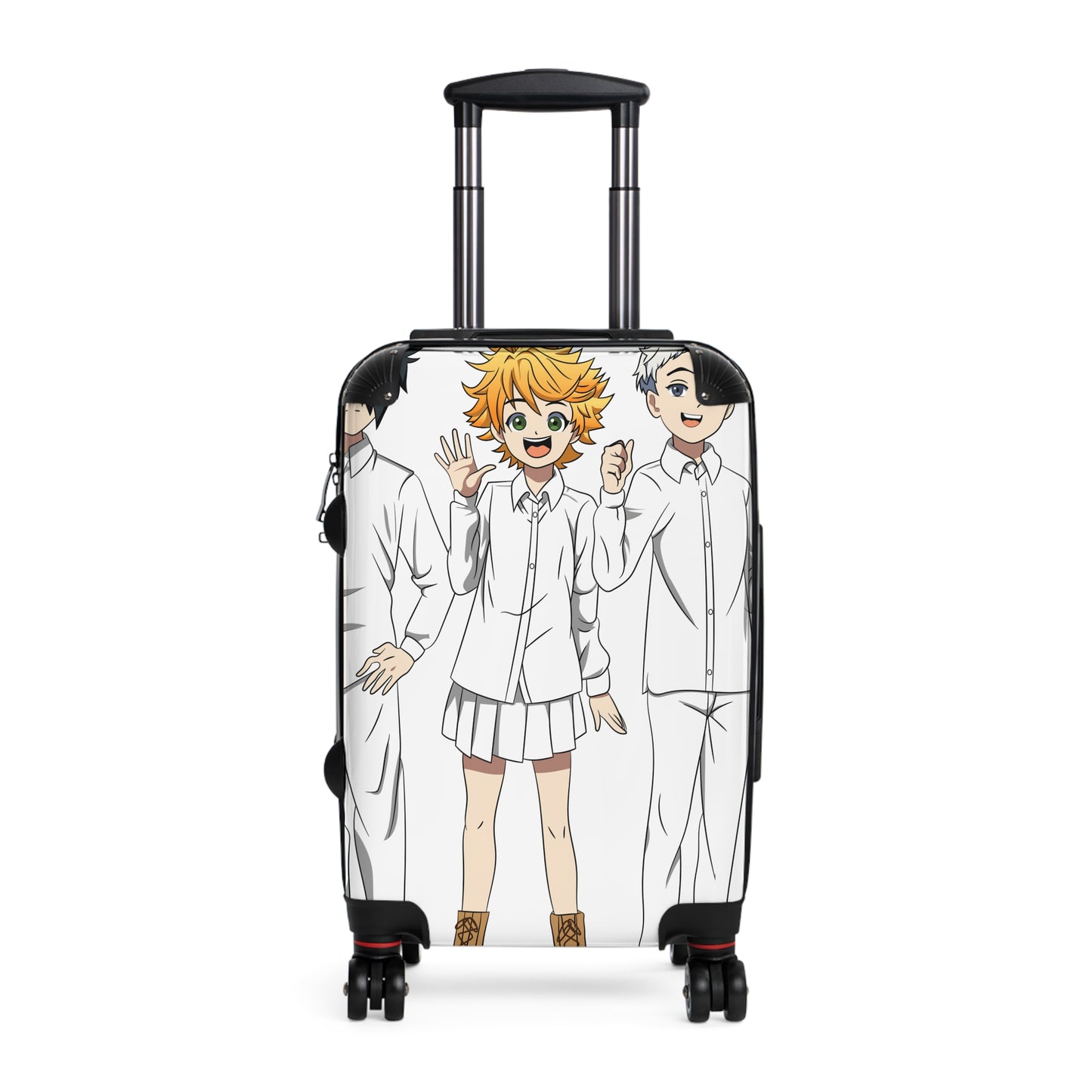 Trio in White: Anime-Style Character Contrast, Vibrant Personalities in Monochrome Setting