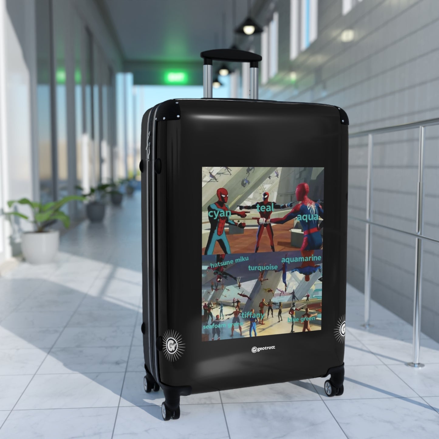 Spiderman Pointing Three Jokes MEME Funny Inspirational Luggage Bag Rolling Suitcase Spinner
