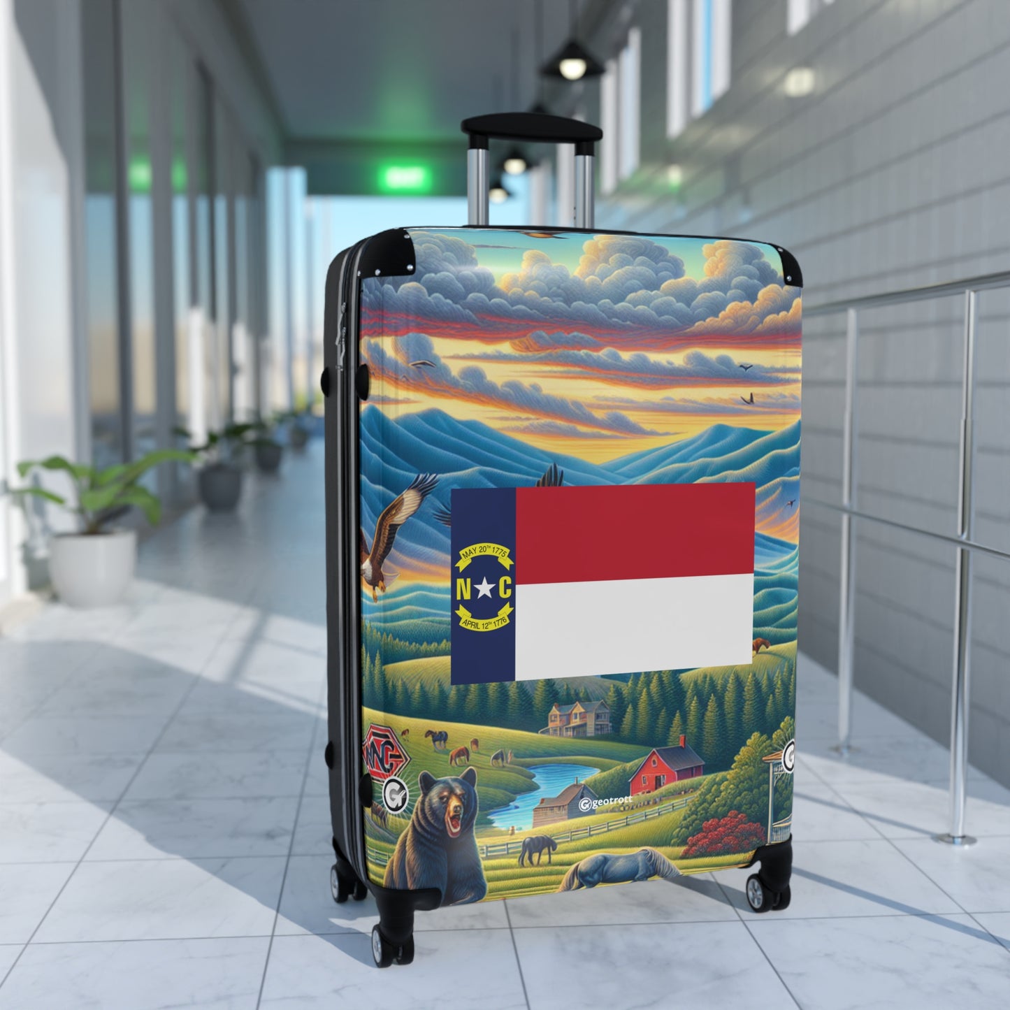 North Carolina Usa State Flags Luggage Bag Rolling Suitcase Spinner