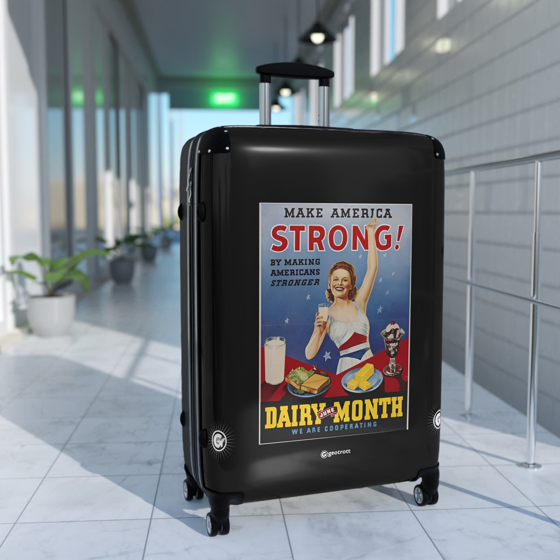 National Dairy Council Make America Strong! By Making Americans Stronger Vintage Posters Retro Ad Luggage Bag Rolling Suitcase Spinner