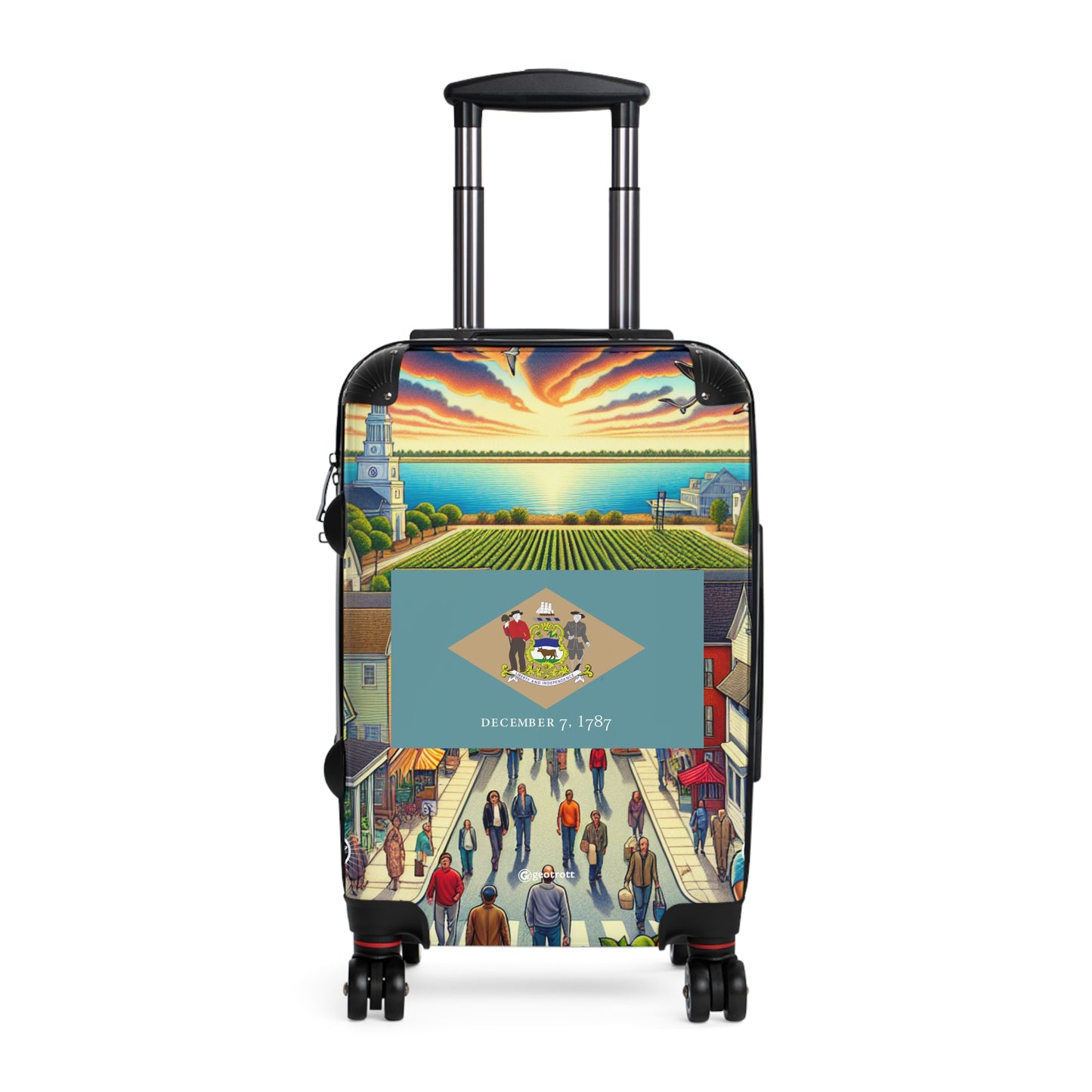 Delaware Usa State Flags Luggage Bag Rolling Suitcase Spinner