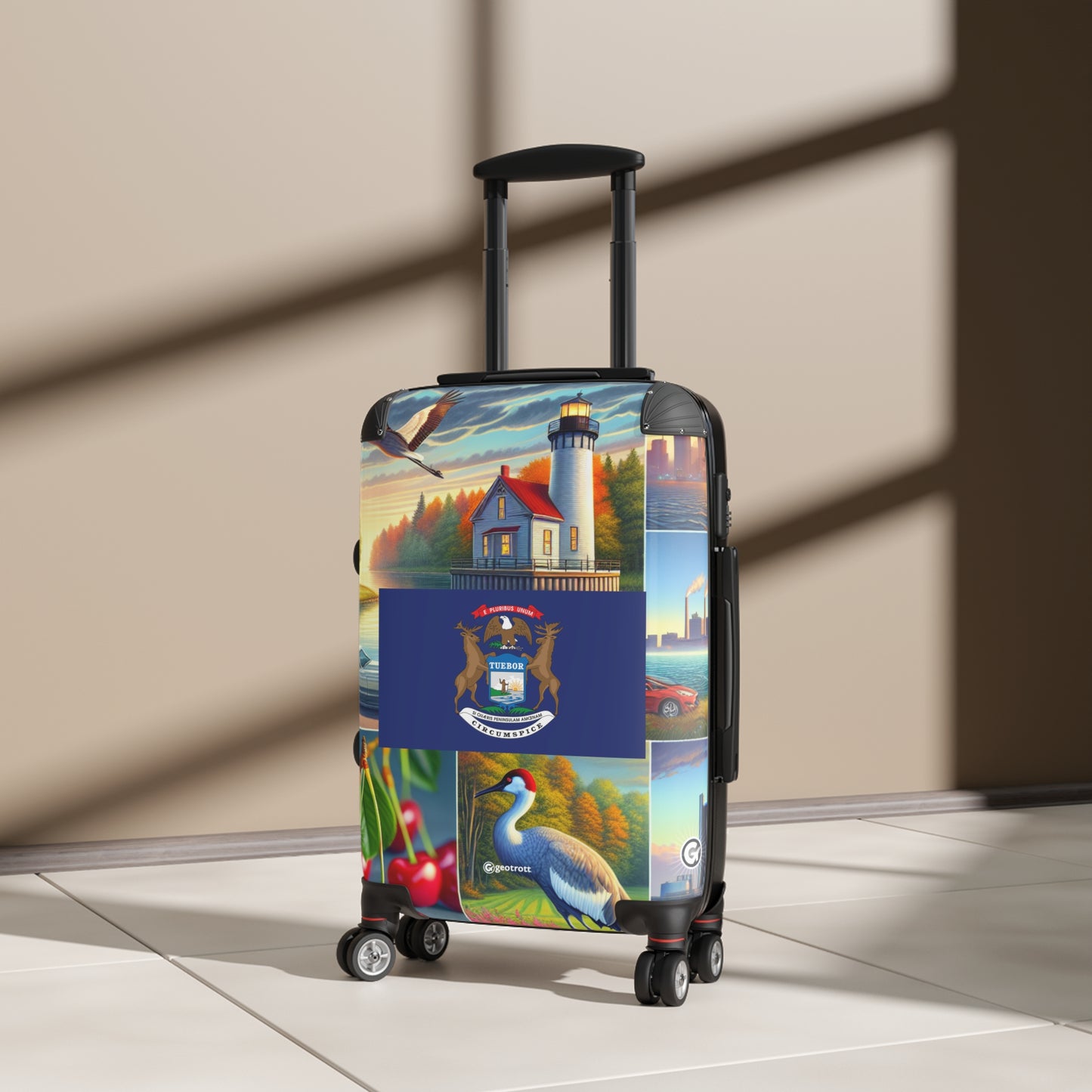 Michigan Usa State Flags Luggage Bag Rolling Suitcase Spinner