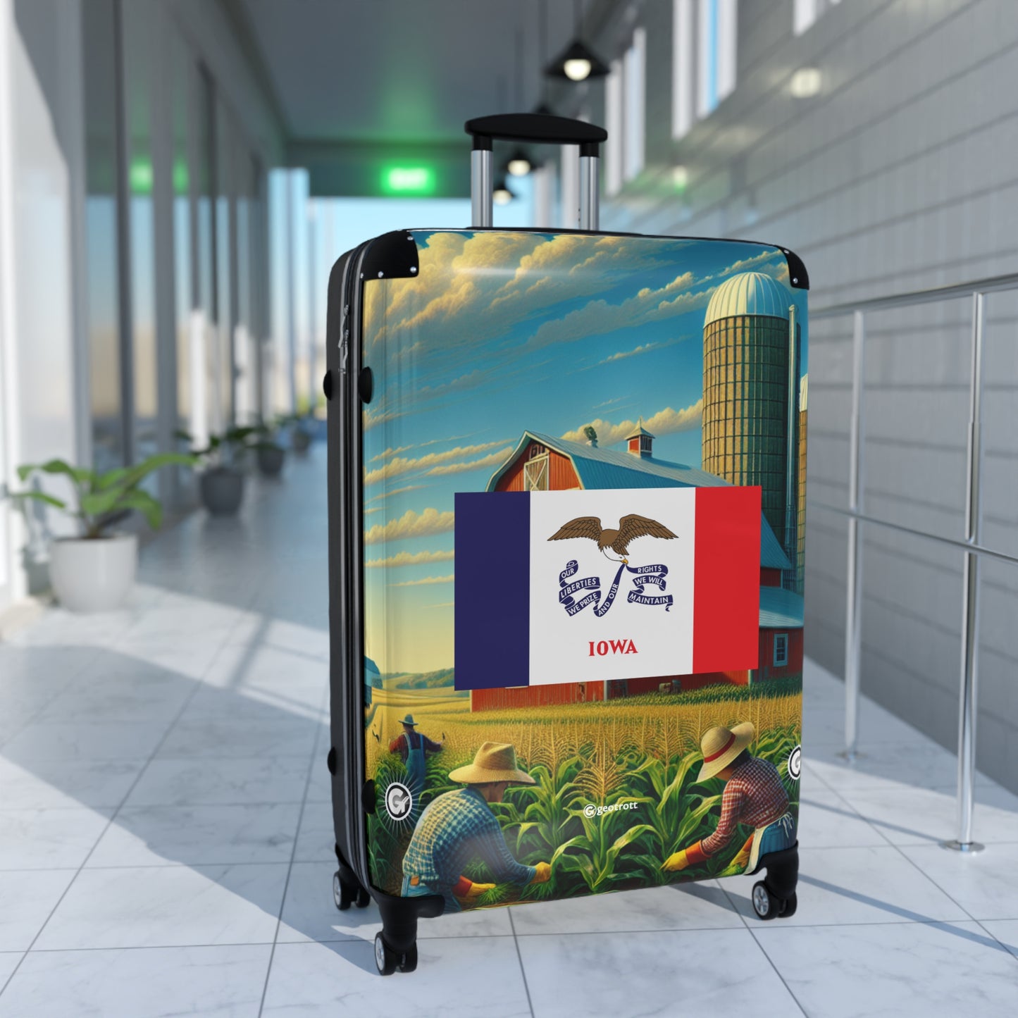 Iowa Usa State Flags Luggage Bag Rolling Suitcase Spinner
