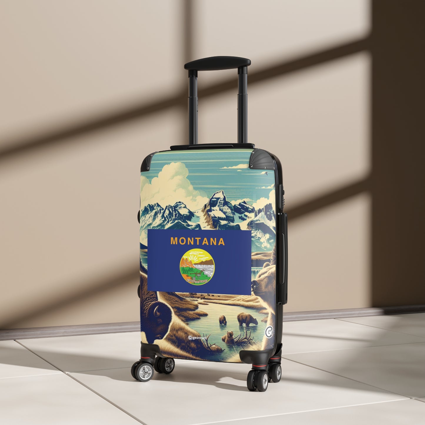 Montana Usa State Flags Luggage Bag Rolling Suitcase Spinner