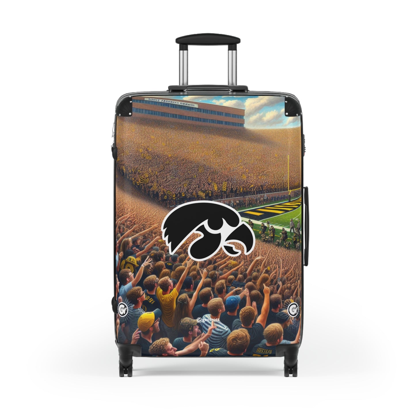 Iowa University Hawkeyes College Football Team Luggage Bag Rolling Suitcase Spinner
