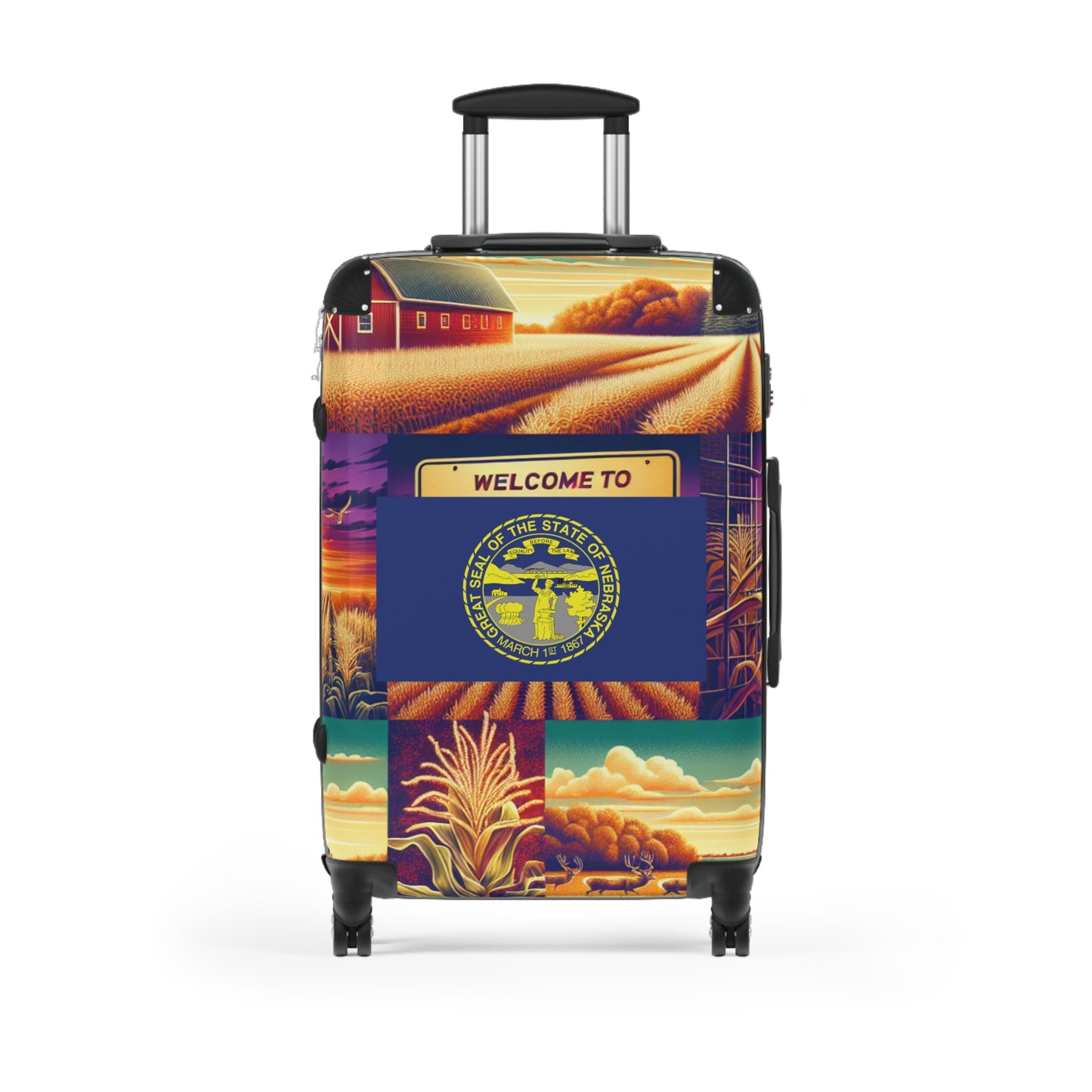 Nebraska Usa State Flags Luggage Bag Rolling Suitcase Spinner