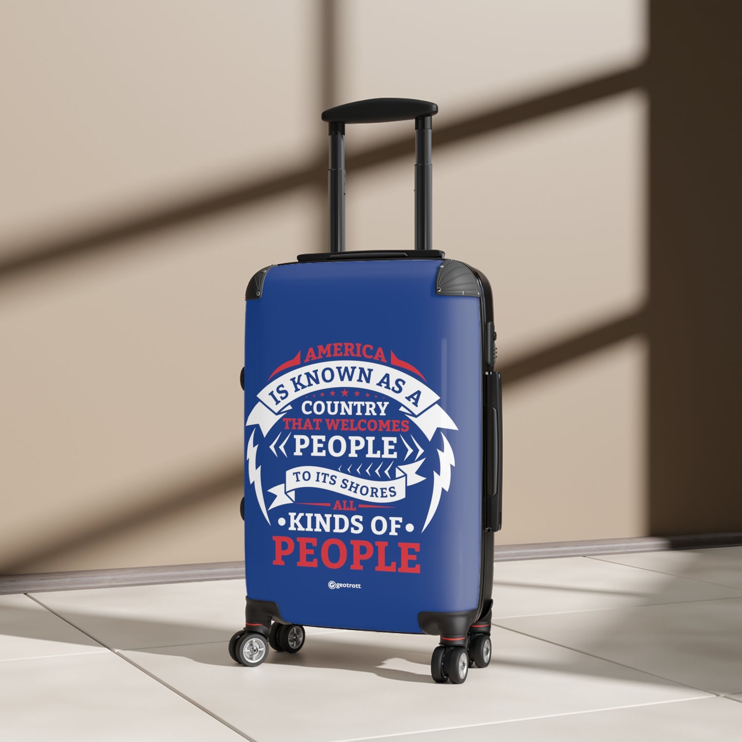 America is known as a Country that Welcomes People to its Shores all Kinds of People Blue Luggage Bag Rolling Suitcase Spinner