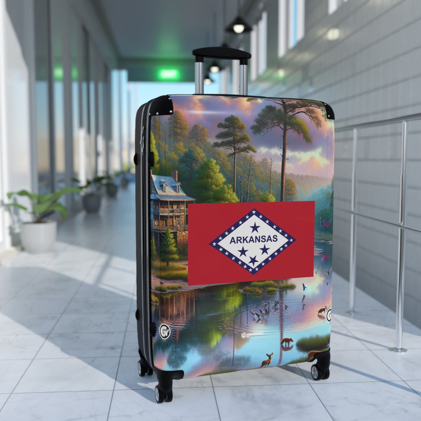 Arkansas Usa State Flags Luggage Bag Rolling Suitcase Spinner