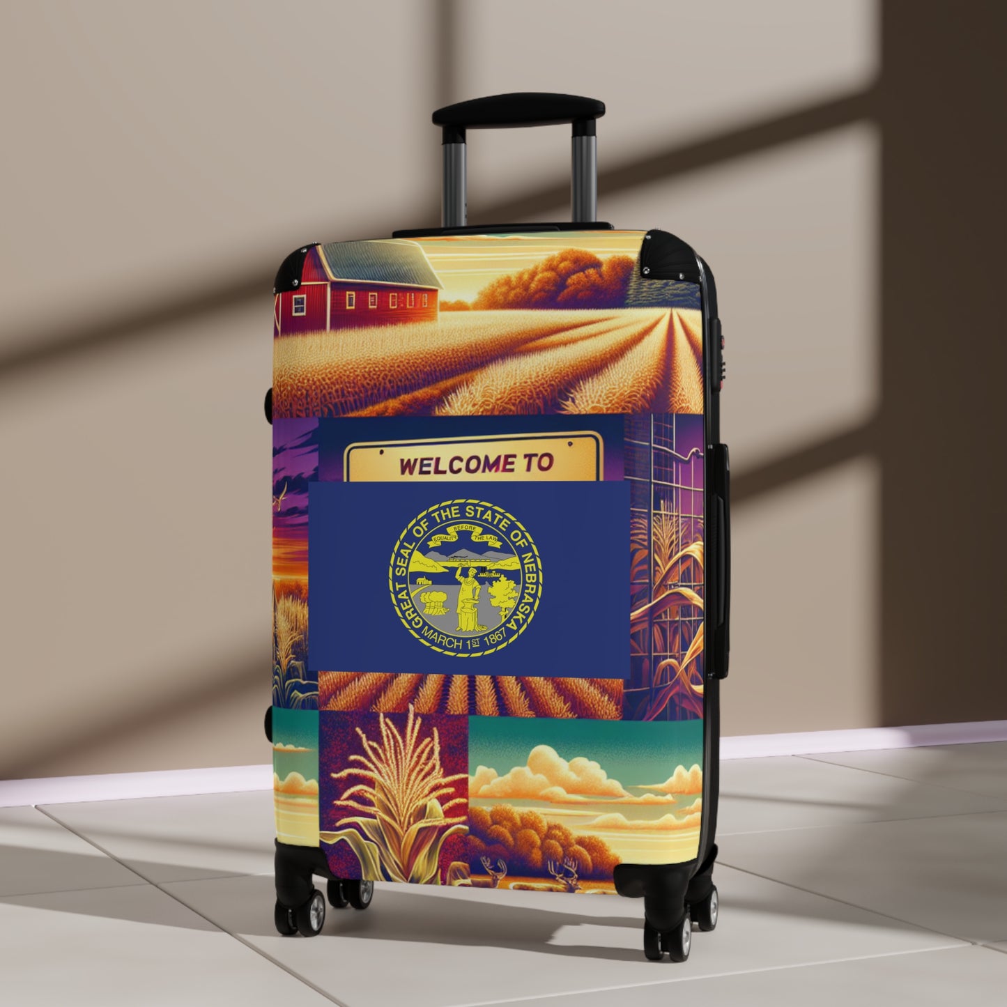 Nebraska Usa State Flags Luggage Bag Rolling Suitcase Spinner