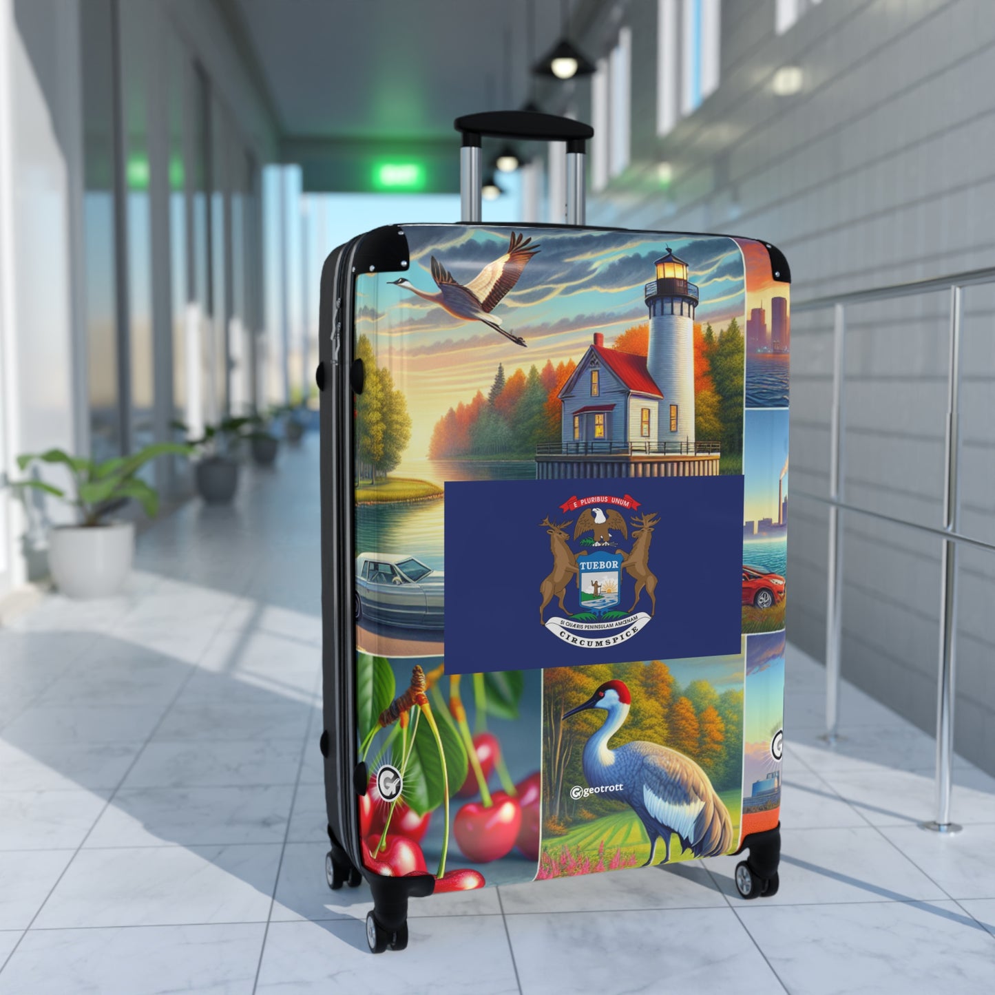 Michigan Usa State Flags Luggage Bag Rolling Suitcase Spinner
