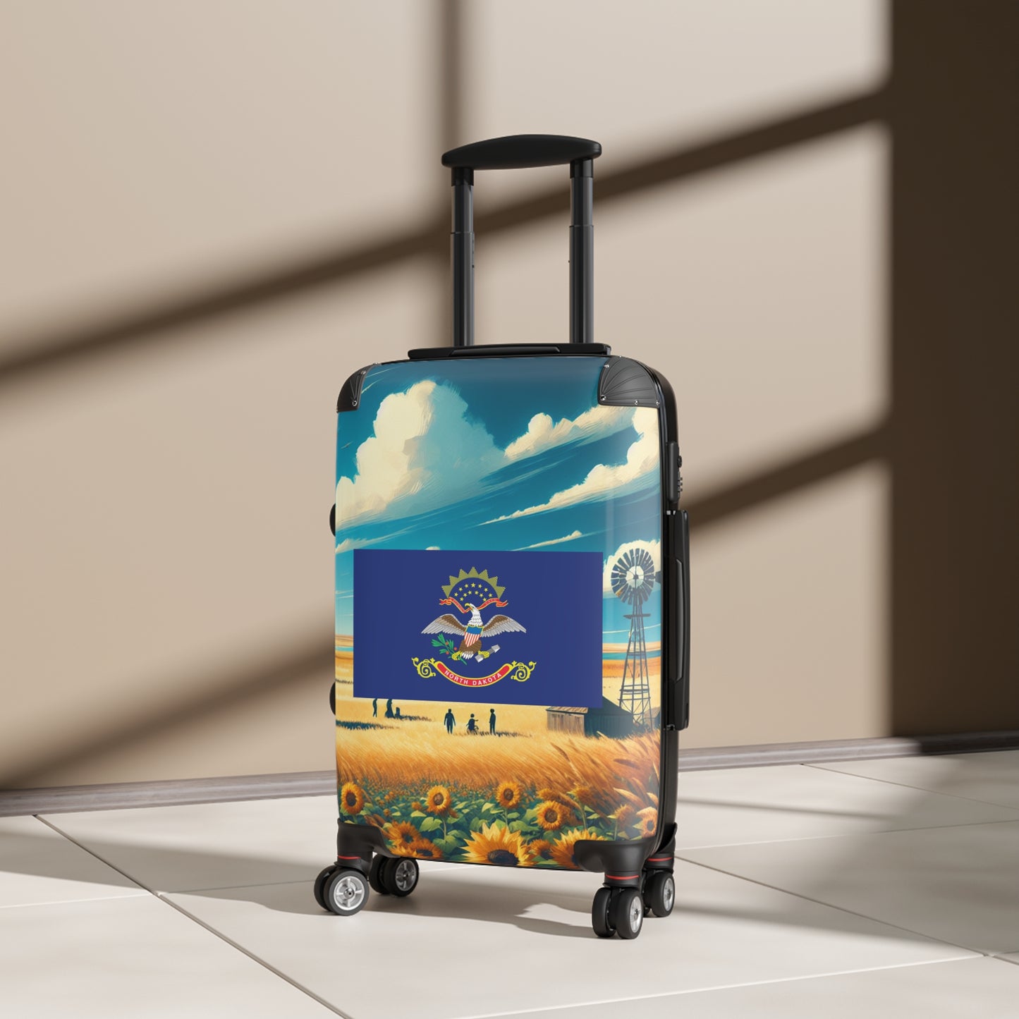 North Dakota Usa State Flags Luggage Bag Rolling Suitcase Spinner