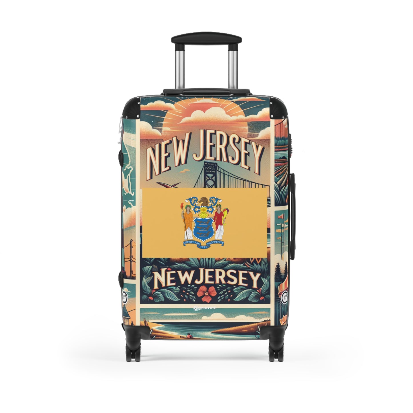 New Jersey Usa State Flags Luggage Bag Rolling Suitcase Spinner
