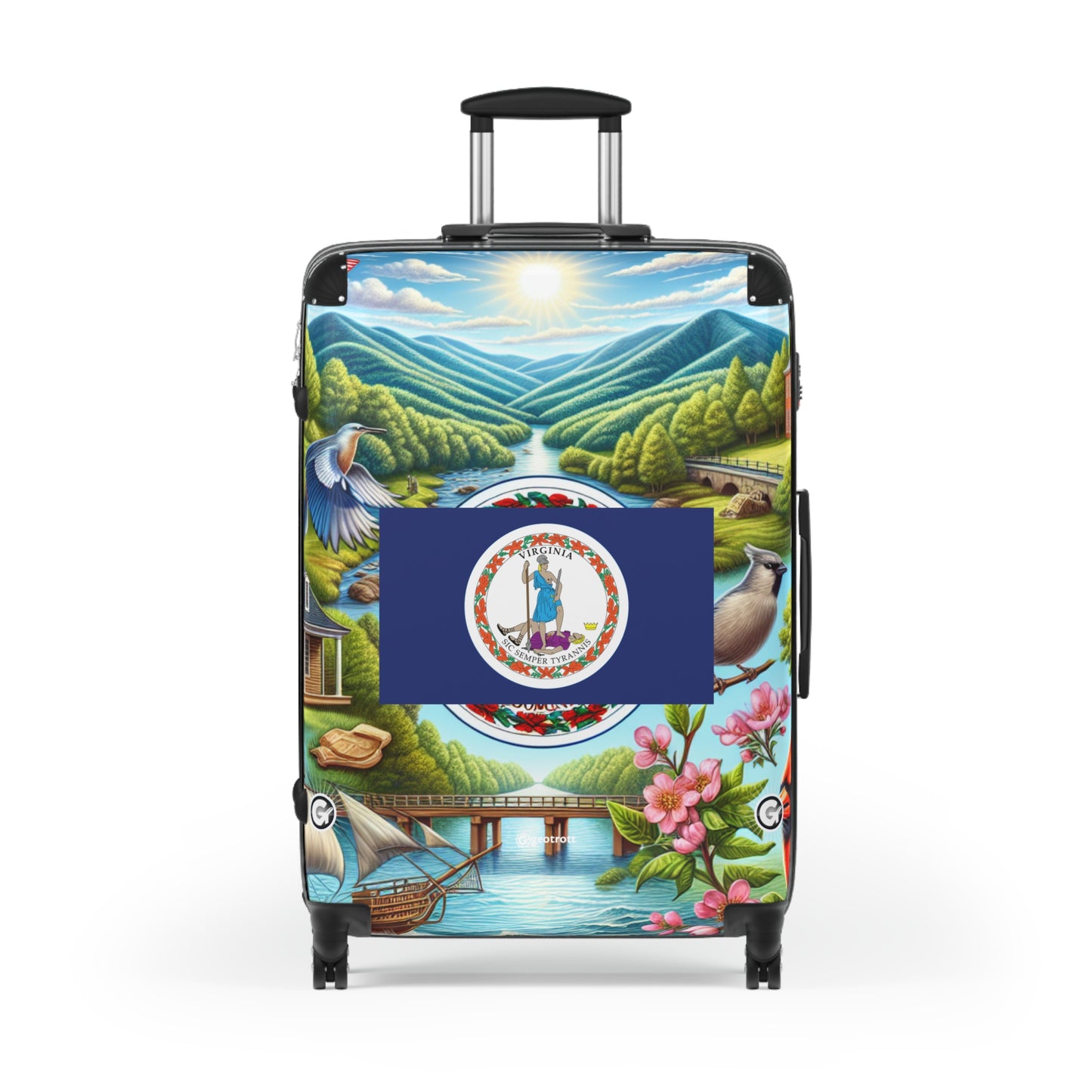 Virginia Usa State Flags Luggage Bag Rolling Suitcase Spinner