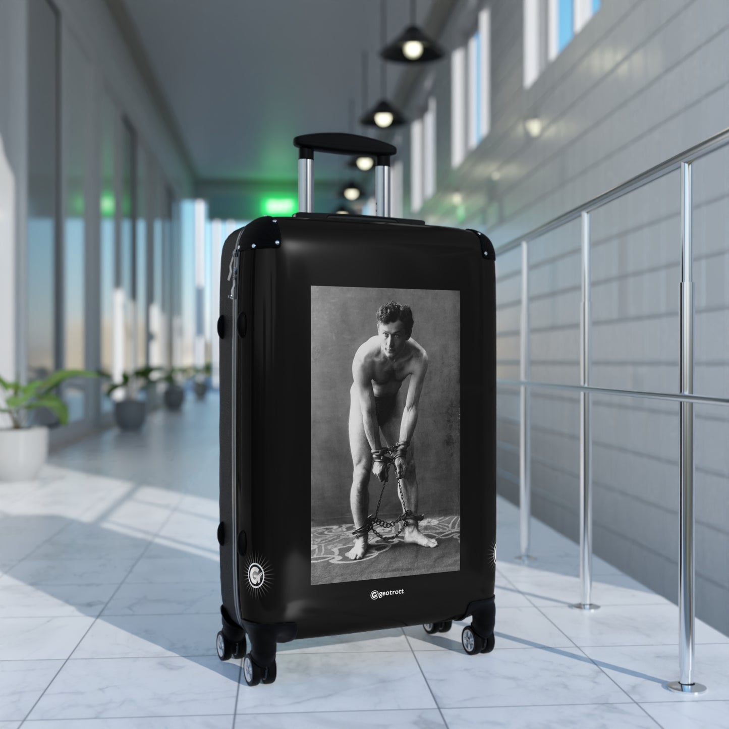Harry Houdini In Chains 1906 Wily Escape Artist In Handcuff 20Th Century Photos Luggage Bag Rolling Suitcase Spinner