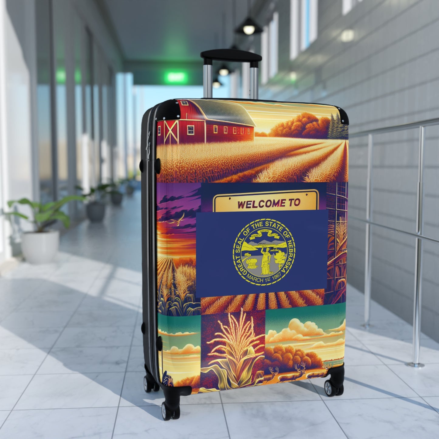 Nebraska Usa State Flags Luggage Bag Rolling Suitcase Spinner