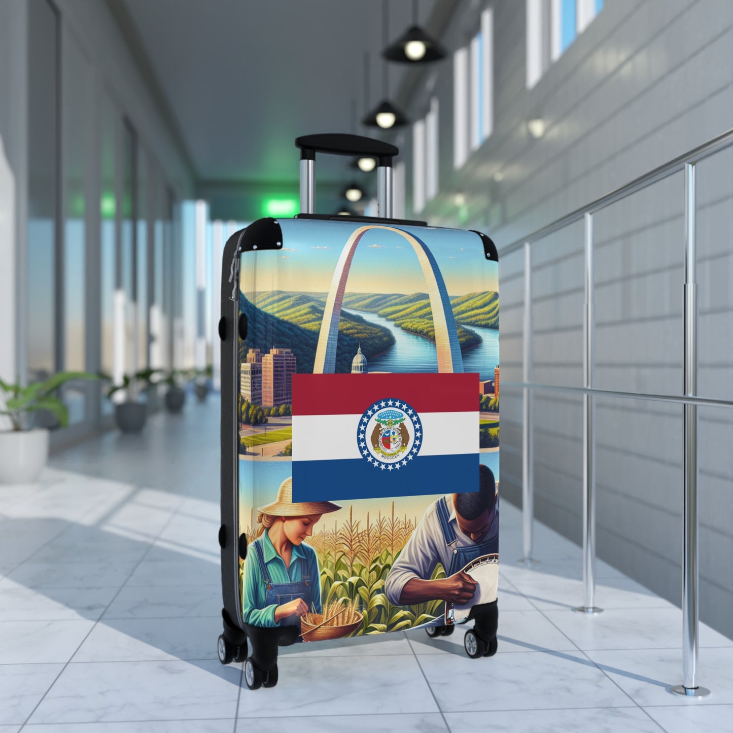 Missouri Usa State Flags Luggage Bag Rolling Suitcase Spinner