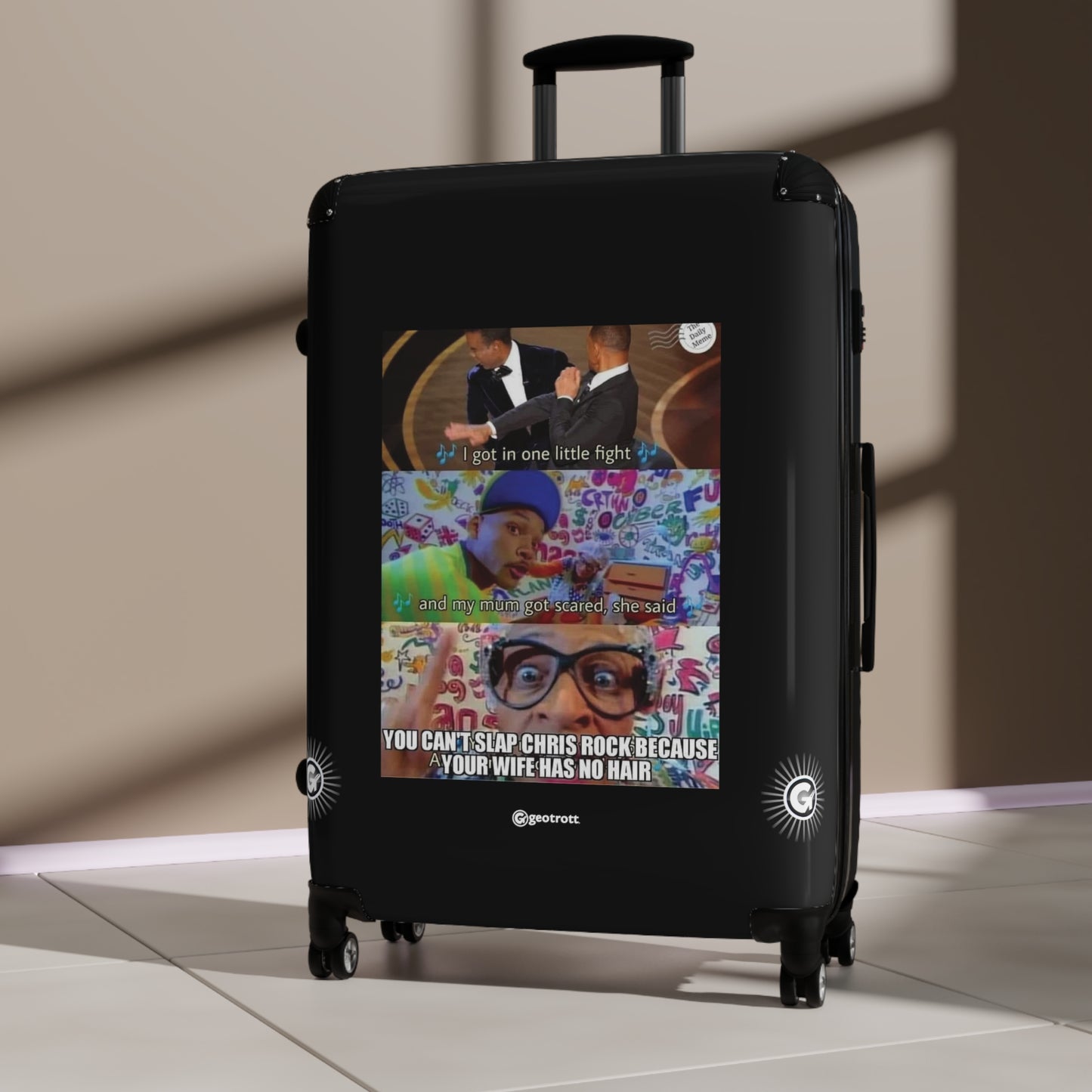 Will Smith Slaps Chris Rock MEME Funny Inspirational Luggage Bag Rolling Suitcase Spinner
