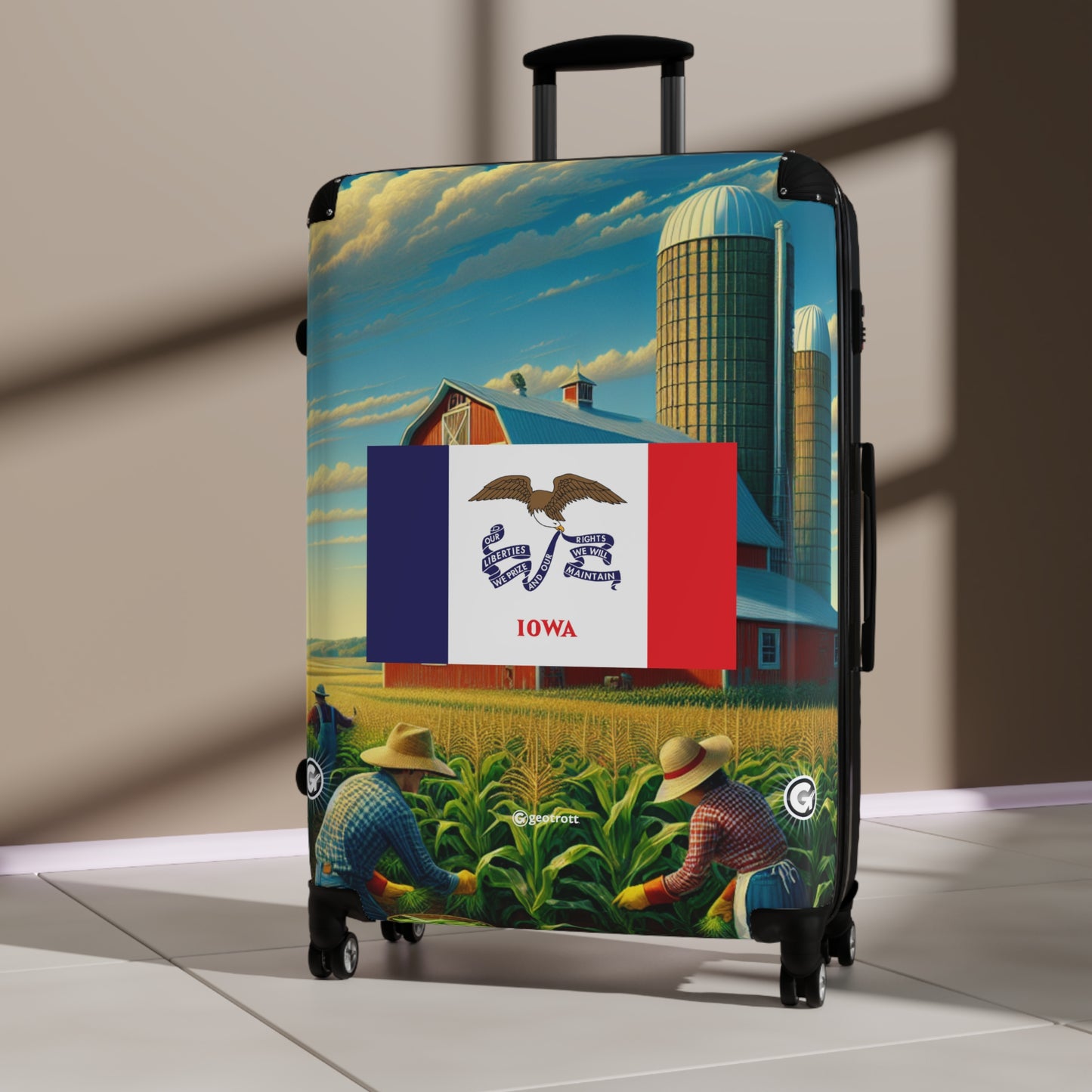 Iowa Usa State Flags Luggage Bag Rolling Suitcase Spinner