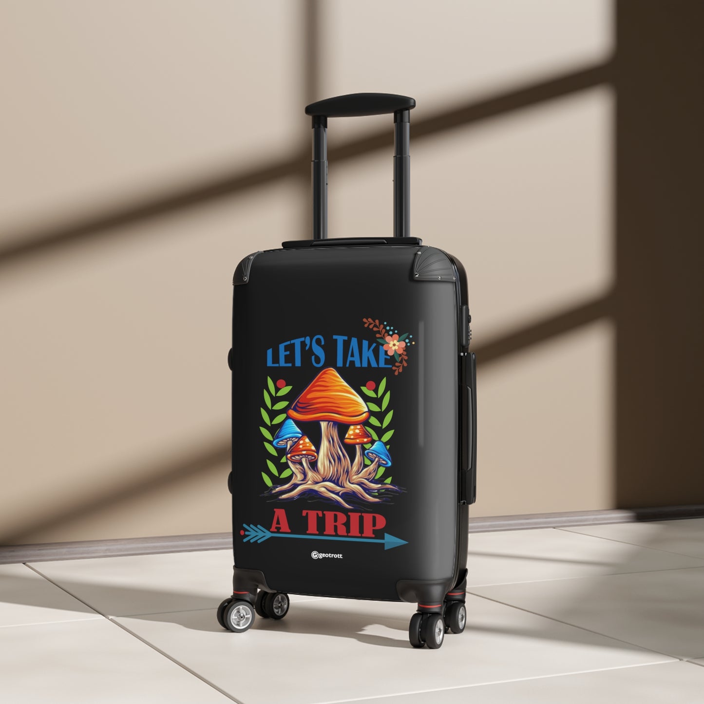 Let's take a Trip Mushroom Chroom Funny Inspirational Luggage Bag Rolling Suitcase Spinner