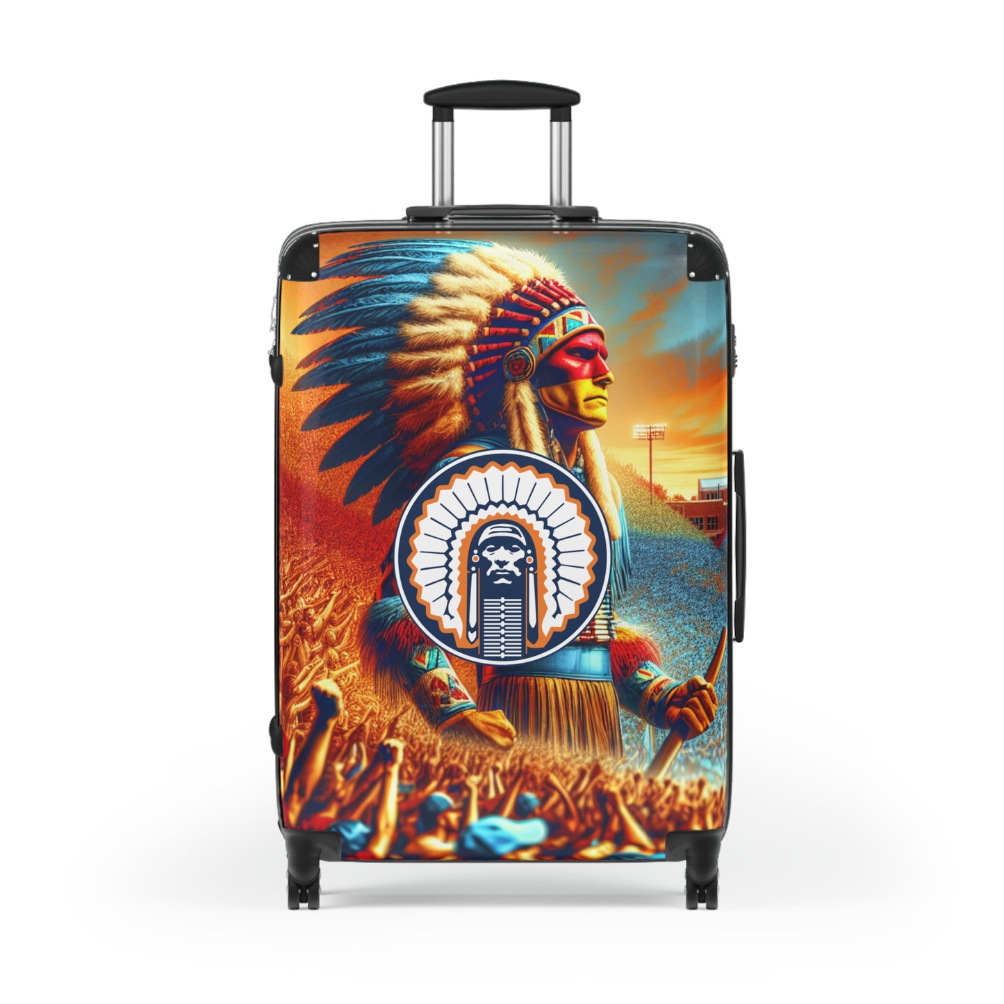 University Of Illinois Retired Chief Illiniwek Mascot College Team Luggage Bag Rolling Suitcase Spinner