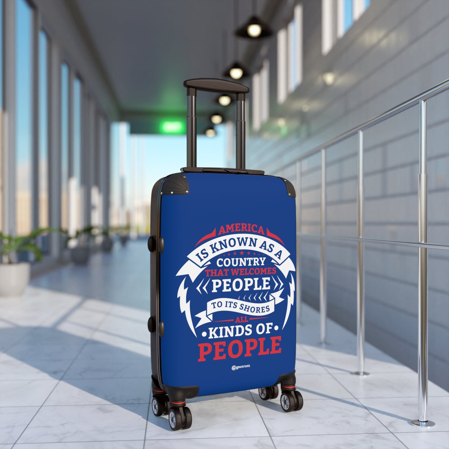 America is known as a Country that Welcomes People to its Shores all Kinds of People Blue Luggage Bag Rolling Suitcase Spinner