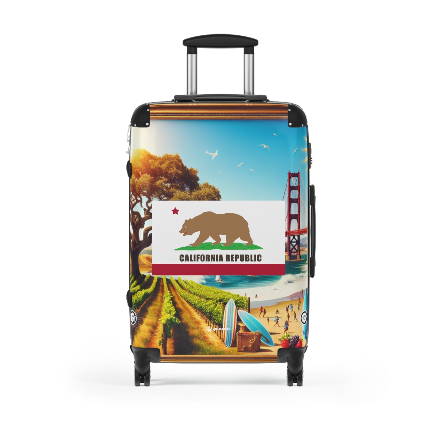 California Usa State Flags Luggage Bag Rolling Suitcase Spinner