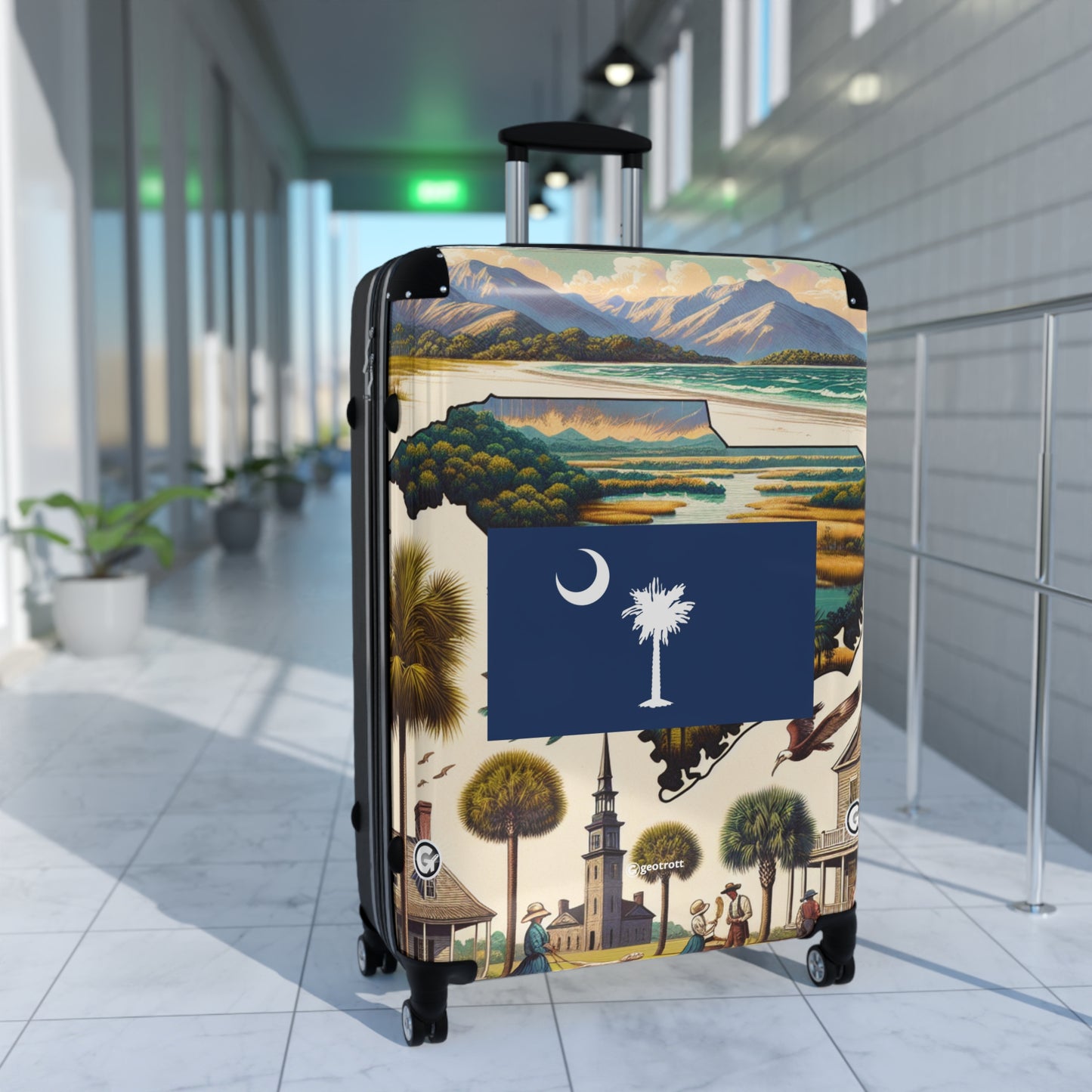 South Carolina Usa State Flags Luggage Bag Rolling Suitcase Spinner