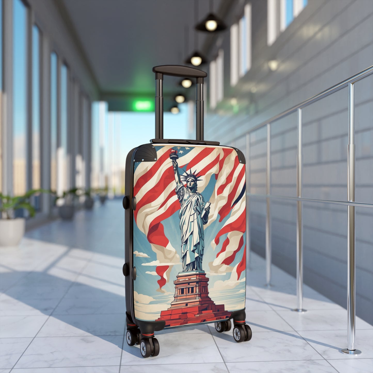 Lady Liberty'S Patriotic Stand: Vintage American Flag Poster, Statue Of Liberty Retro Artwork Vintage Travel Poster