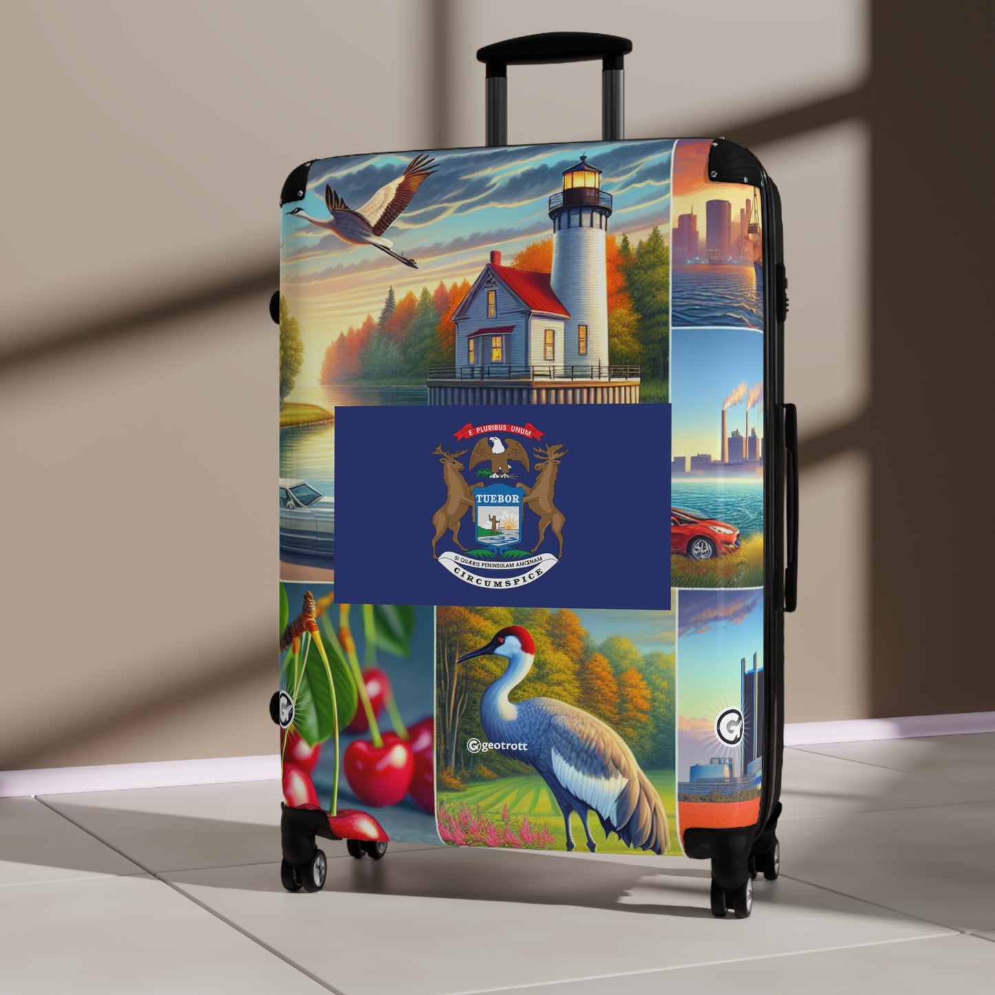 Michigan Usa State Flags Luggage Bag Rolling Suitcase Spinner
