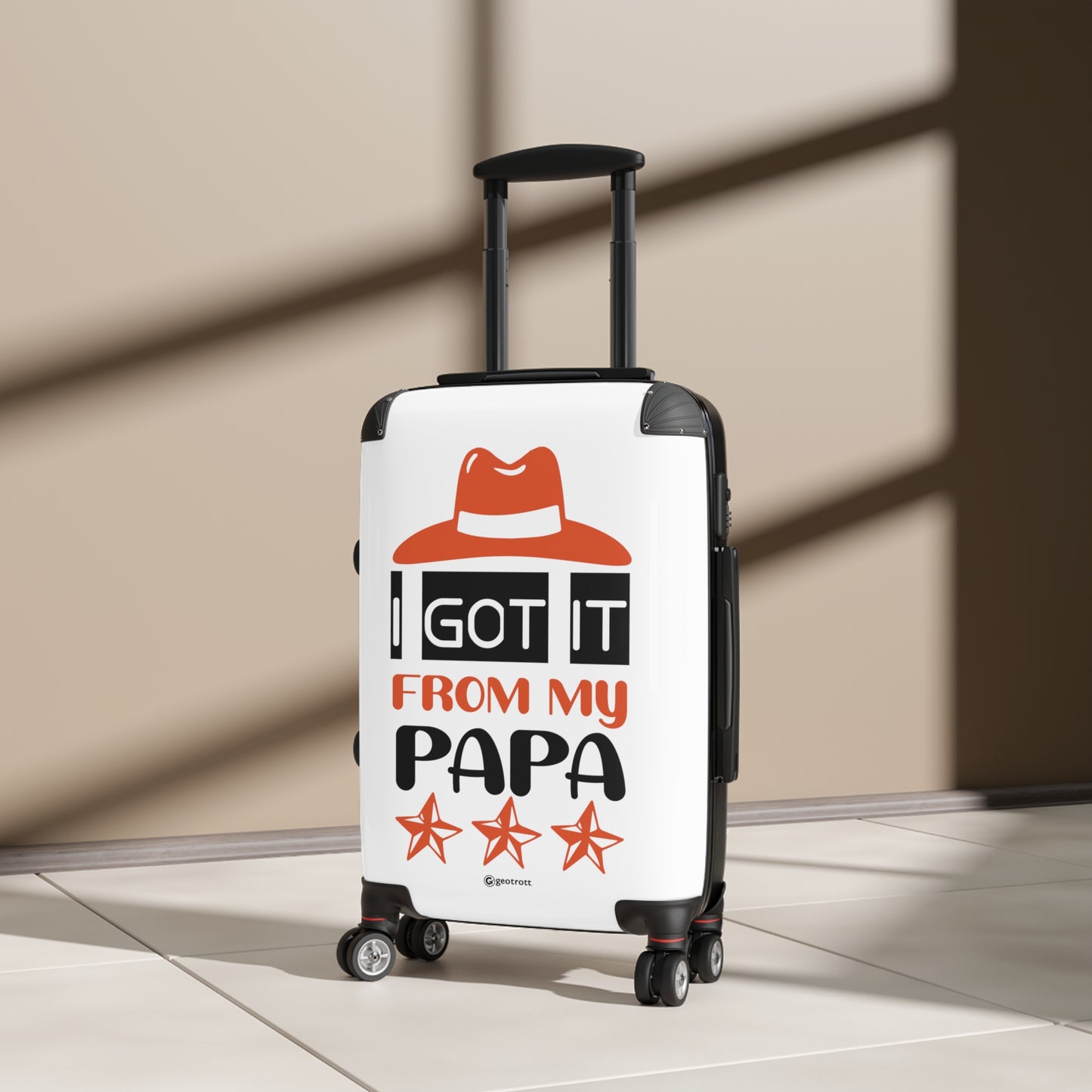 I Got It From My Papa Emotive Inspirational Fathers Day Luggage Bag Rolling Suitcase Spinner