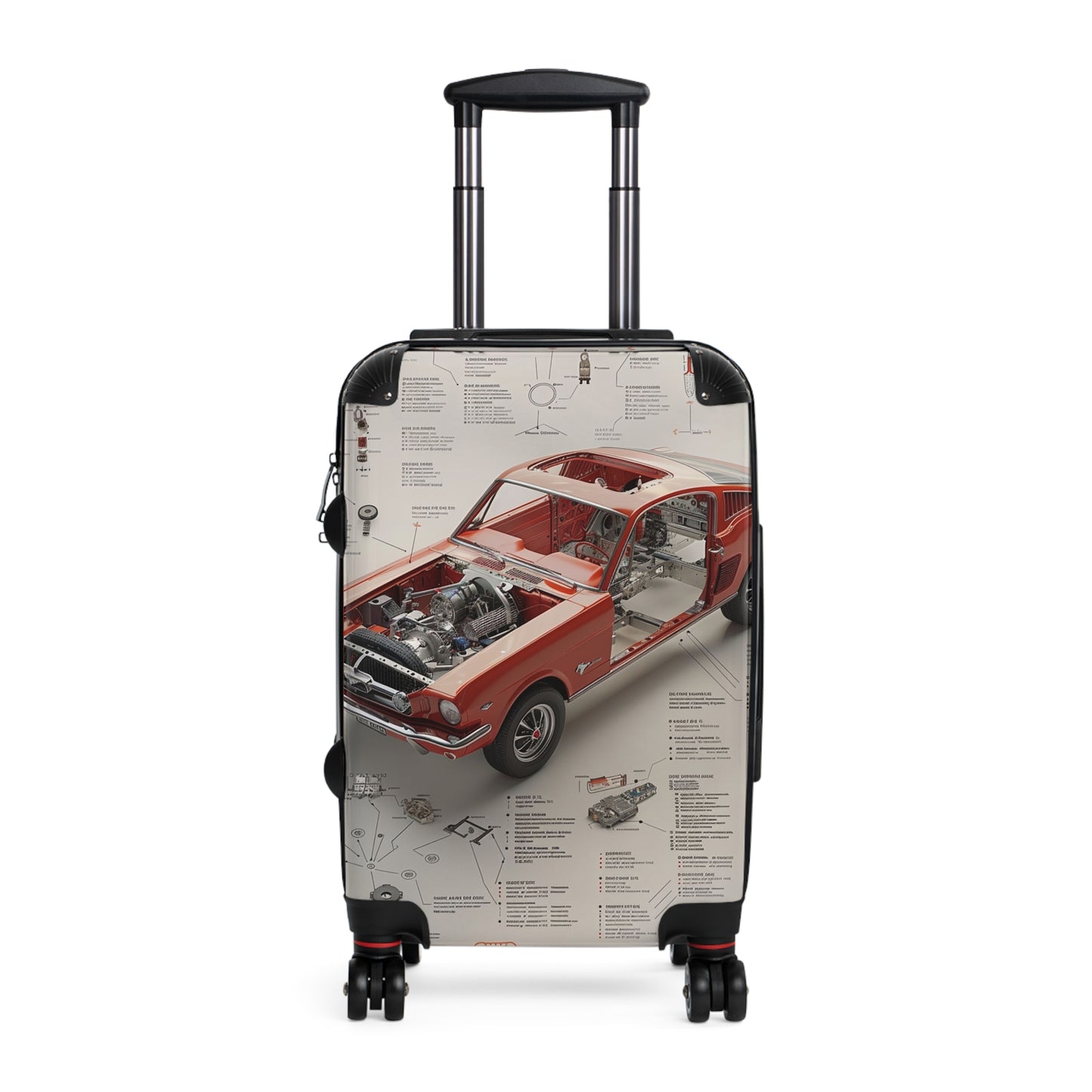 Ford Mustang Anatomy: Vintage Muscle Car Schematic, Classic Automotive Engineering Breakdown