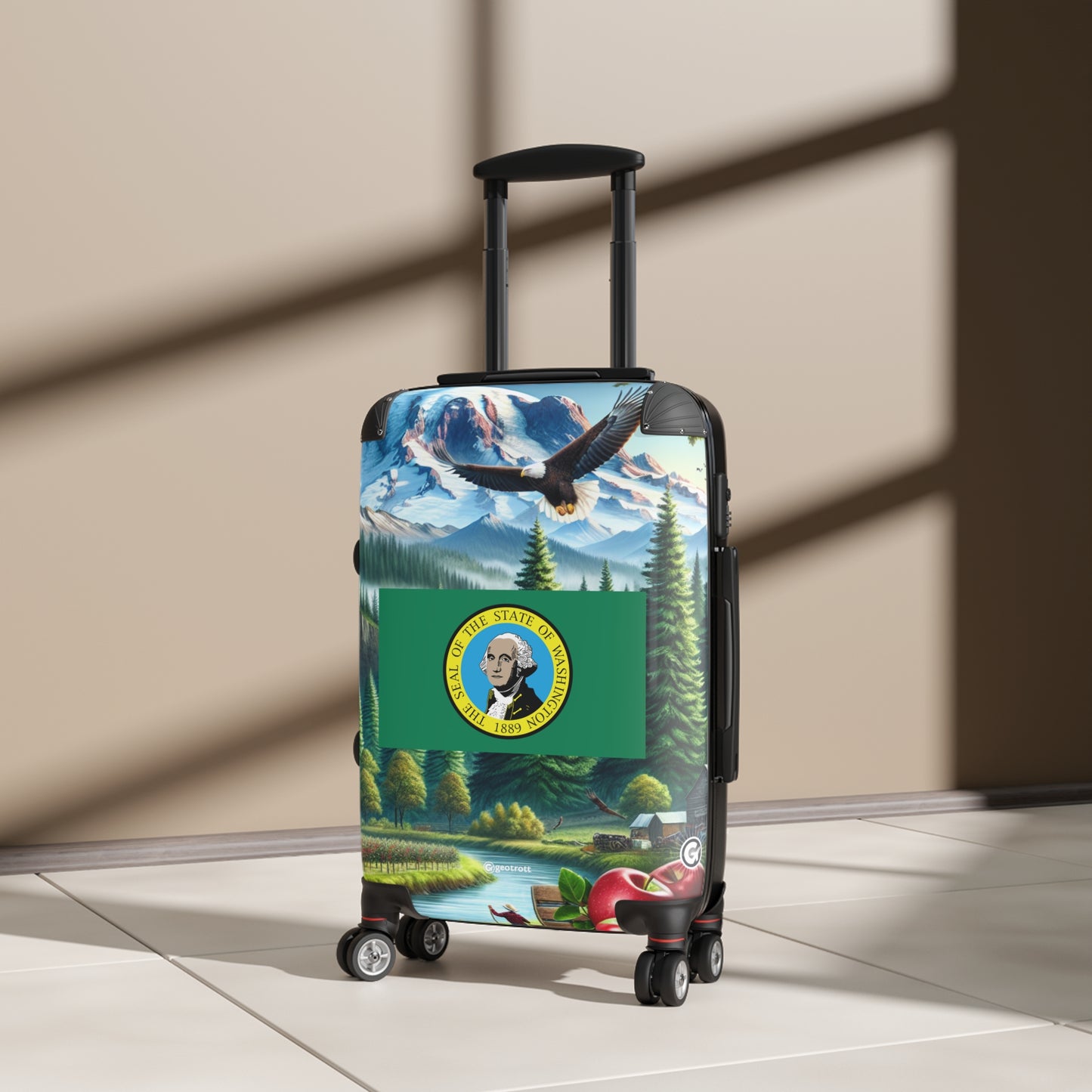 Washington Usa State Flags Luggage Bag Rolling Suitcase Spinner