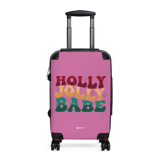 Holly Jolly Babe Emotive Inspirational Pink Luggage Bag Rolling Suitcase Spinner