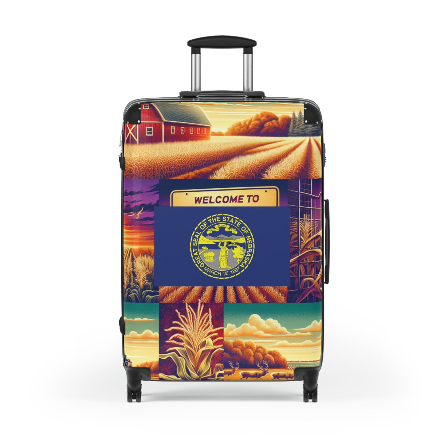 Nebraska Usa State Flags Luggage Bag Rolling Suitcase Spinner