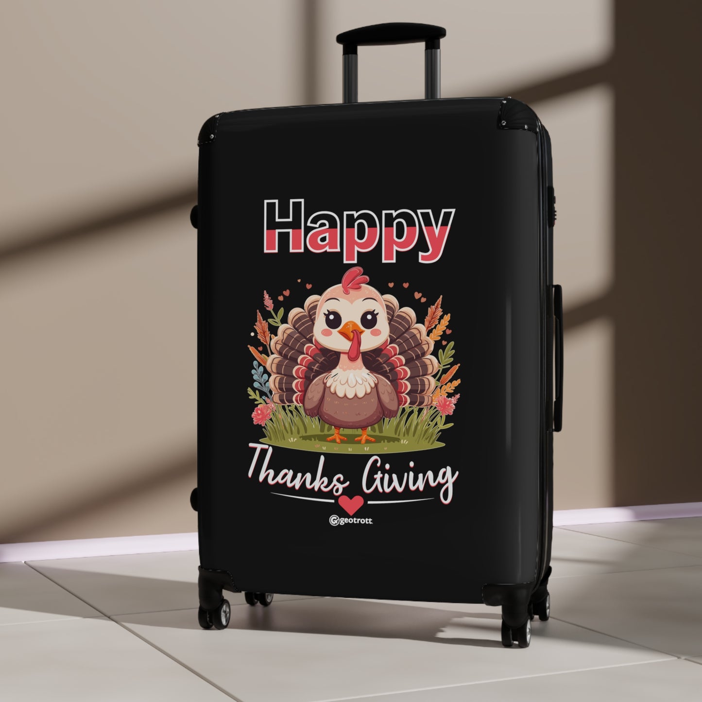Happy Thanksgiving Cute Turkey Thanksgiving Season Luggage Bag Rolling Suitcase Spinner
