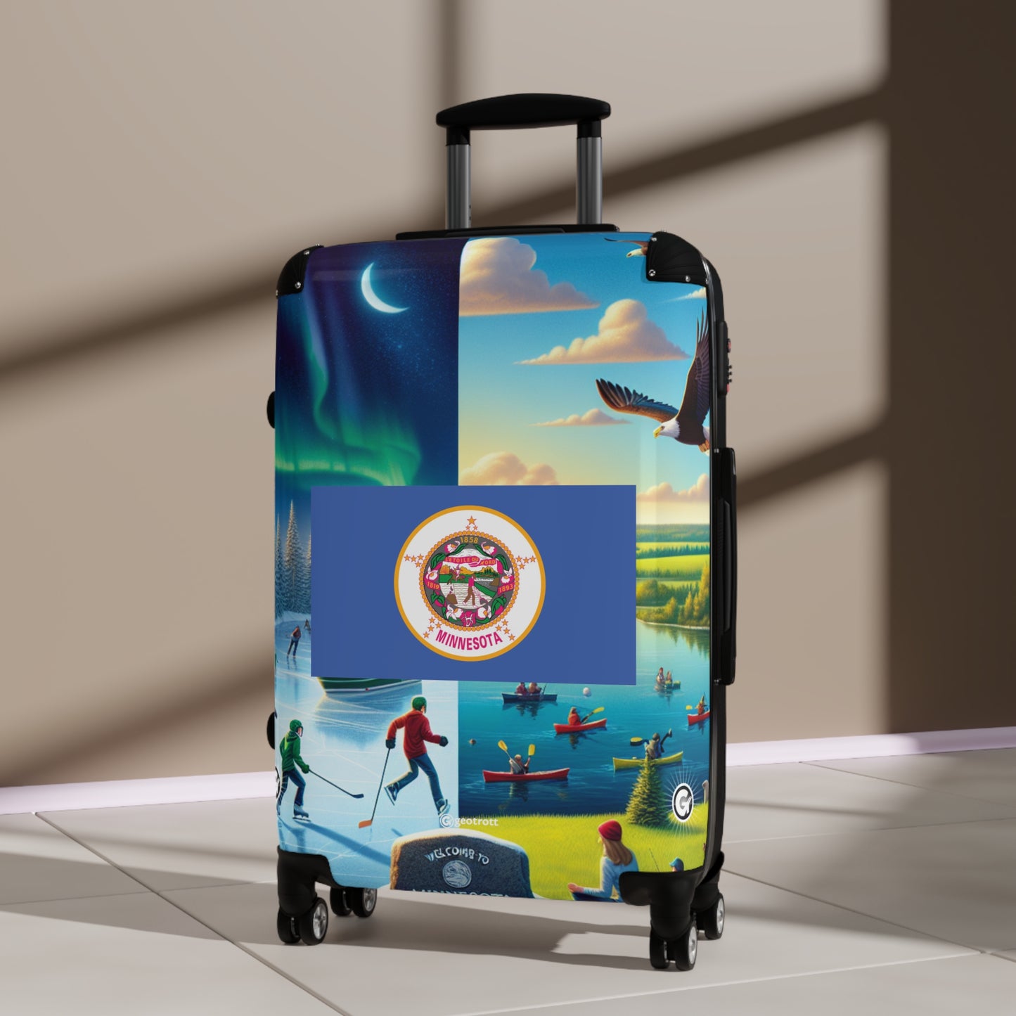 Minnesota Usa State Flags Luggage Bag Rolling Suitcase Spinner
