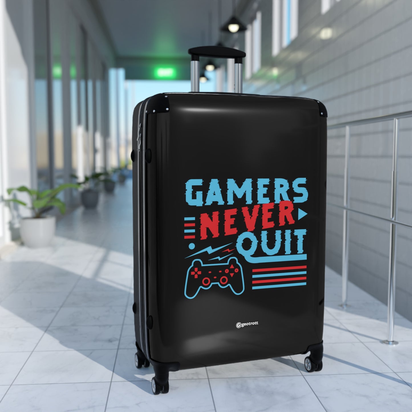 Gamers Never Quit 4 Gamer Gaming Suitcase