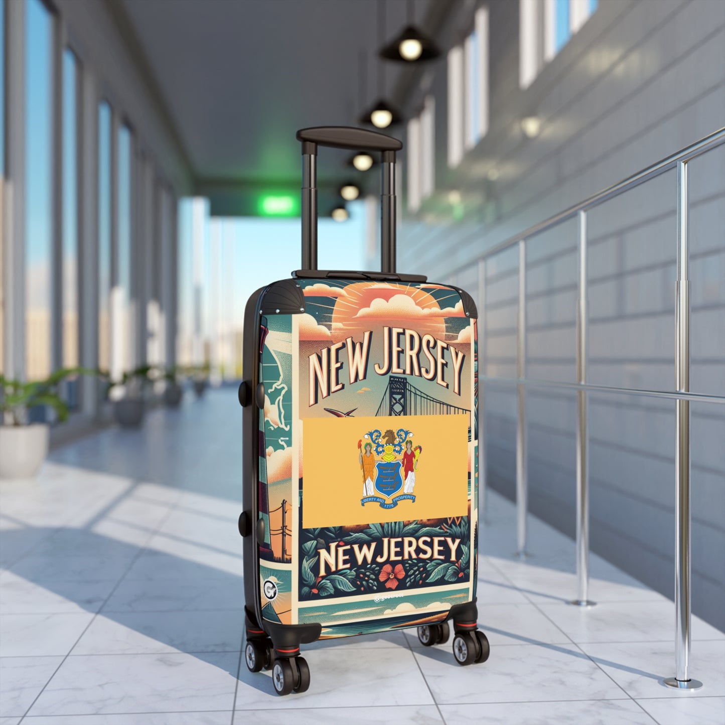 New Jersey Usa State Flags Luggage Bag Rolling Suitcase Spinner