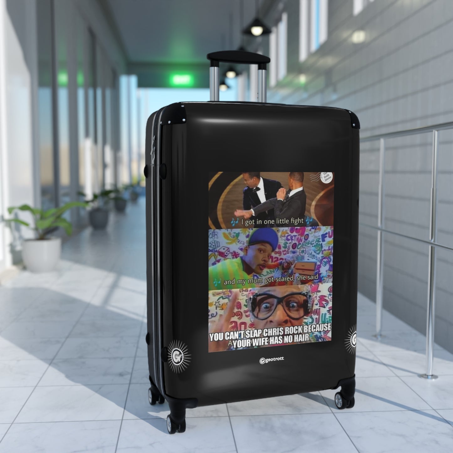 Will Smith Slaps Chris Rock MEME Funny Inspirational Luggage Bag Rolling Suitcase Spinner