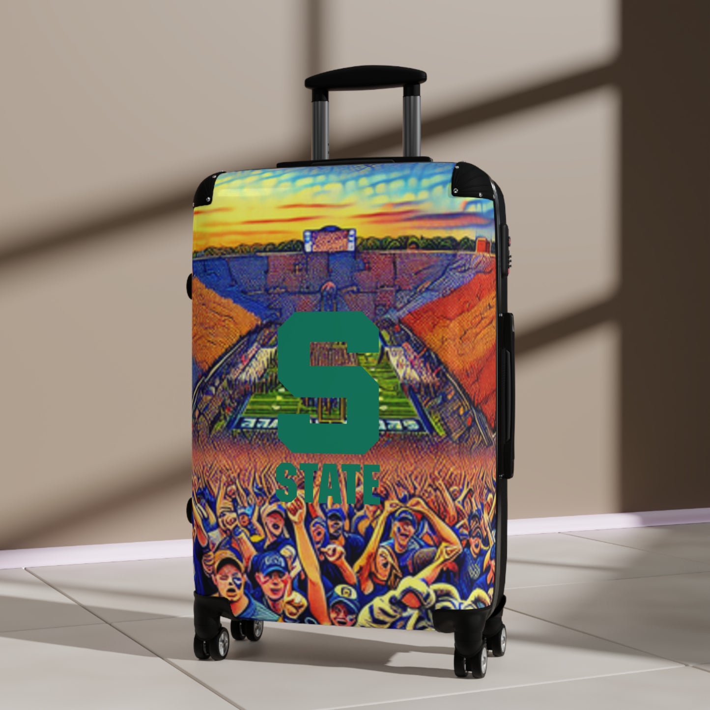 Michigan State University Spartans Football College Team Luggage Bag Rolling Suitcase Spinner