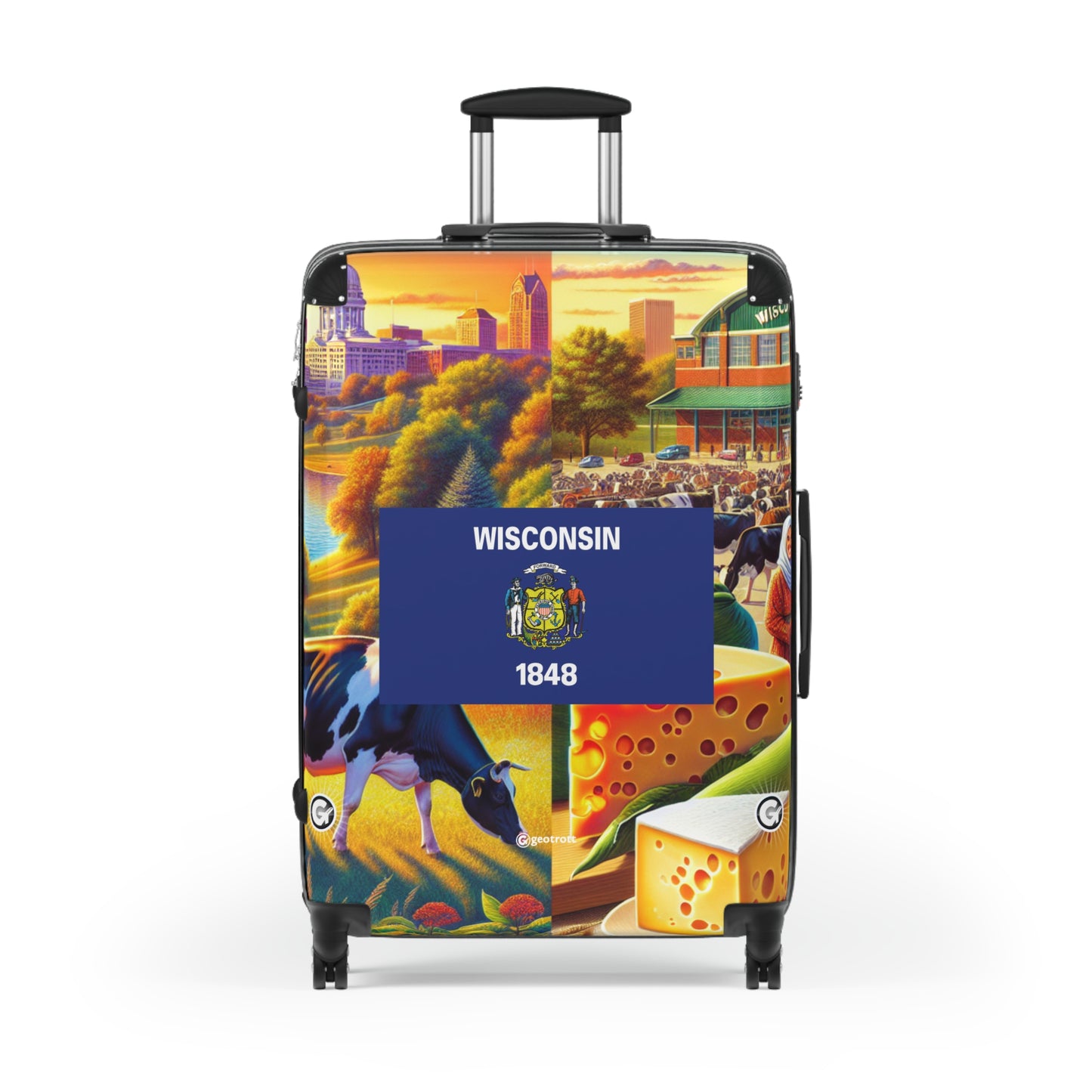 Wisconsin USA STATE FLAGS Luggage Bag Rolling Suitcase Spinner