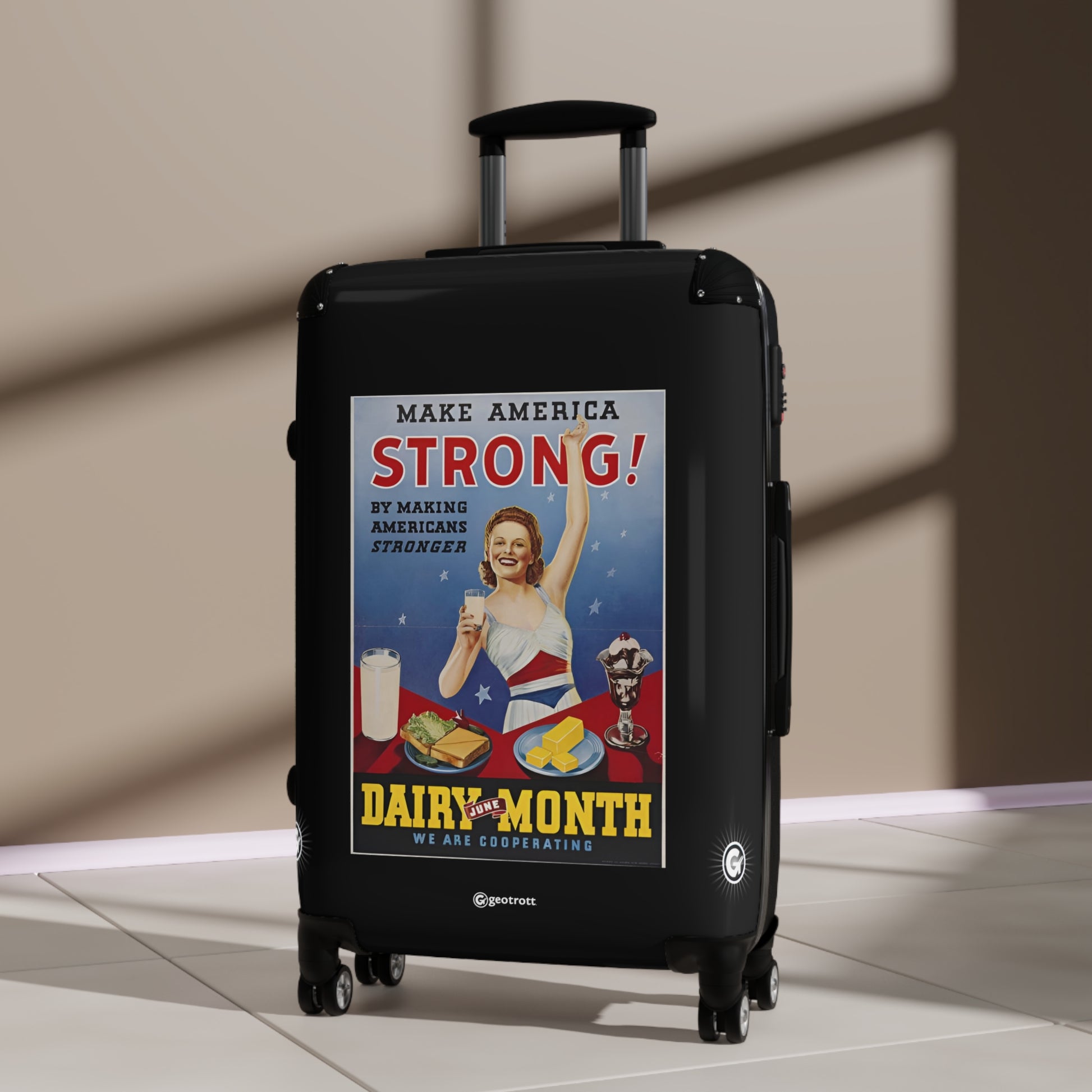 National Dairy Council Make America Strong! By Making Americans Stronger Vintage Posters Retro Ad Luggage Bag Rolling Suitcase Spinner
