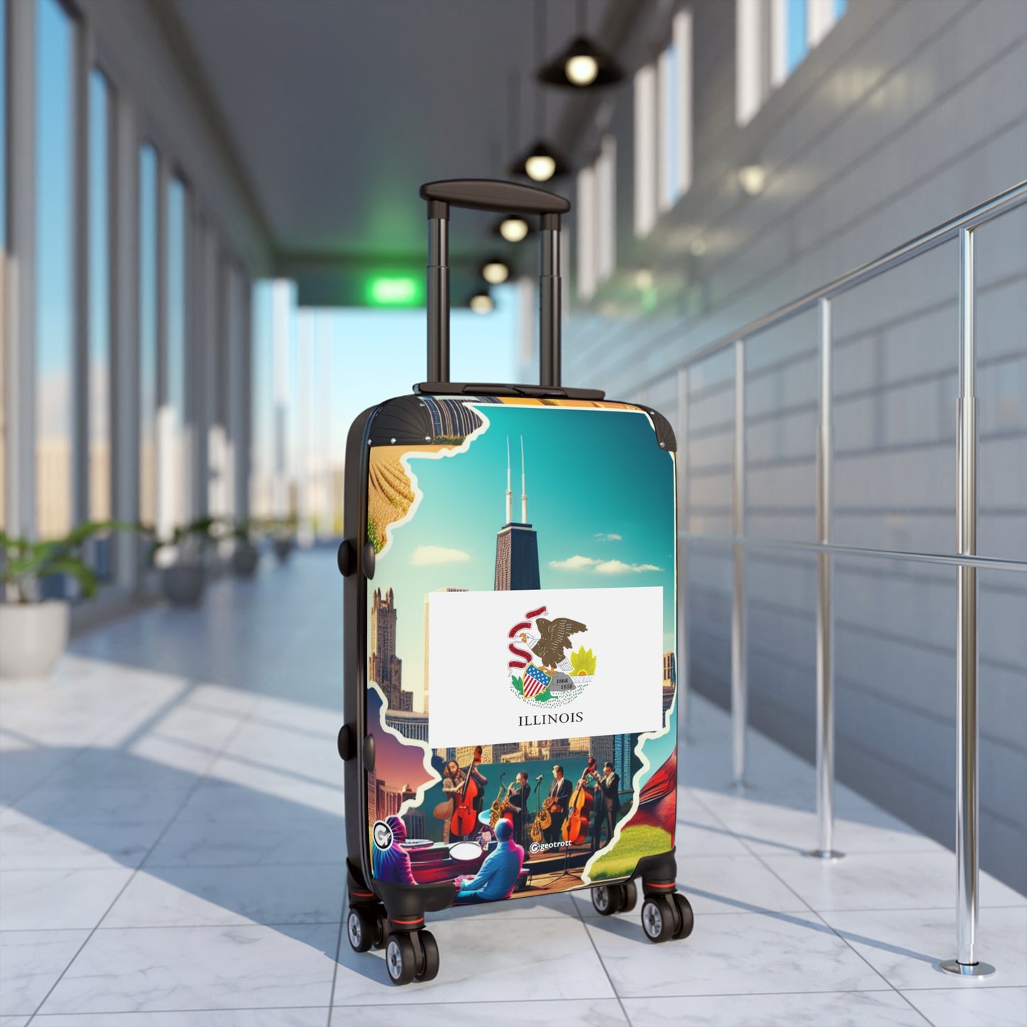 Illinois Usa State Flags Luggage Bag Rolling Suitcase Spinner