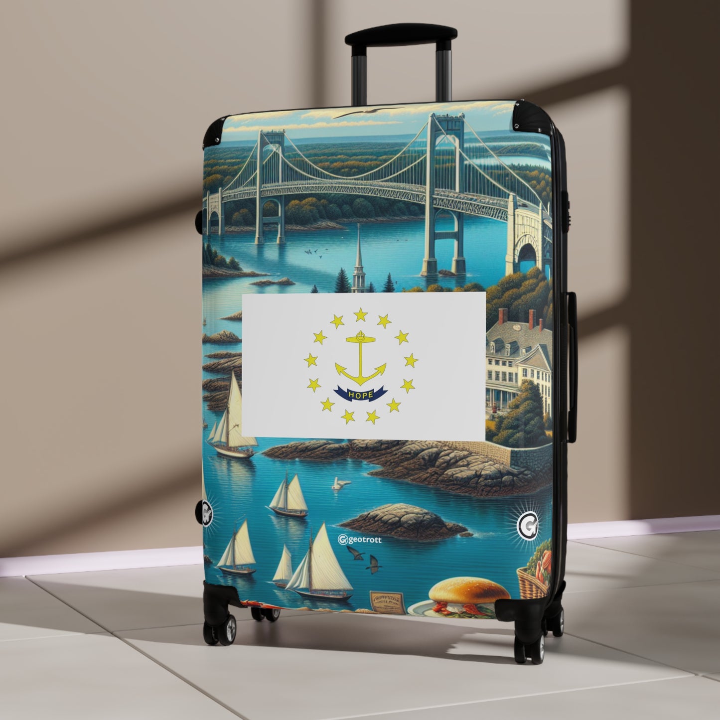 Rhode Island USA STATE FLAGS Luggage Bag Rolling Suitcase Spinner